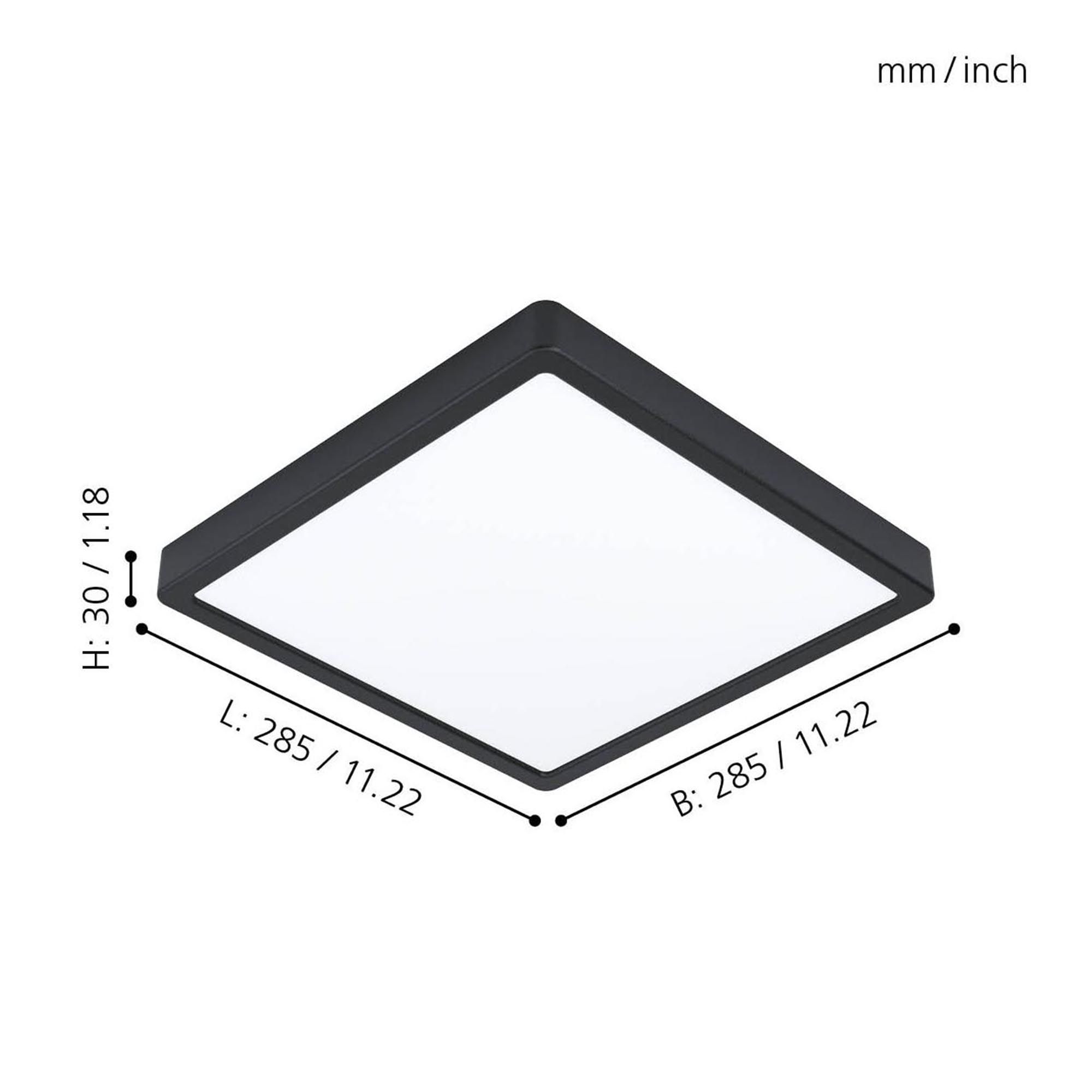 Plafonnier LED FUEVA 5 noir 28,5x28,5cm