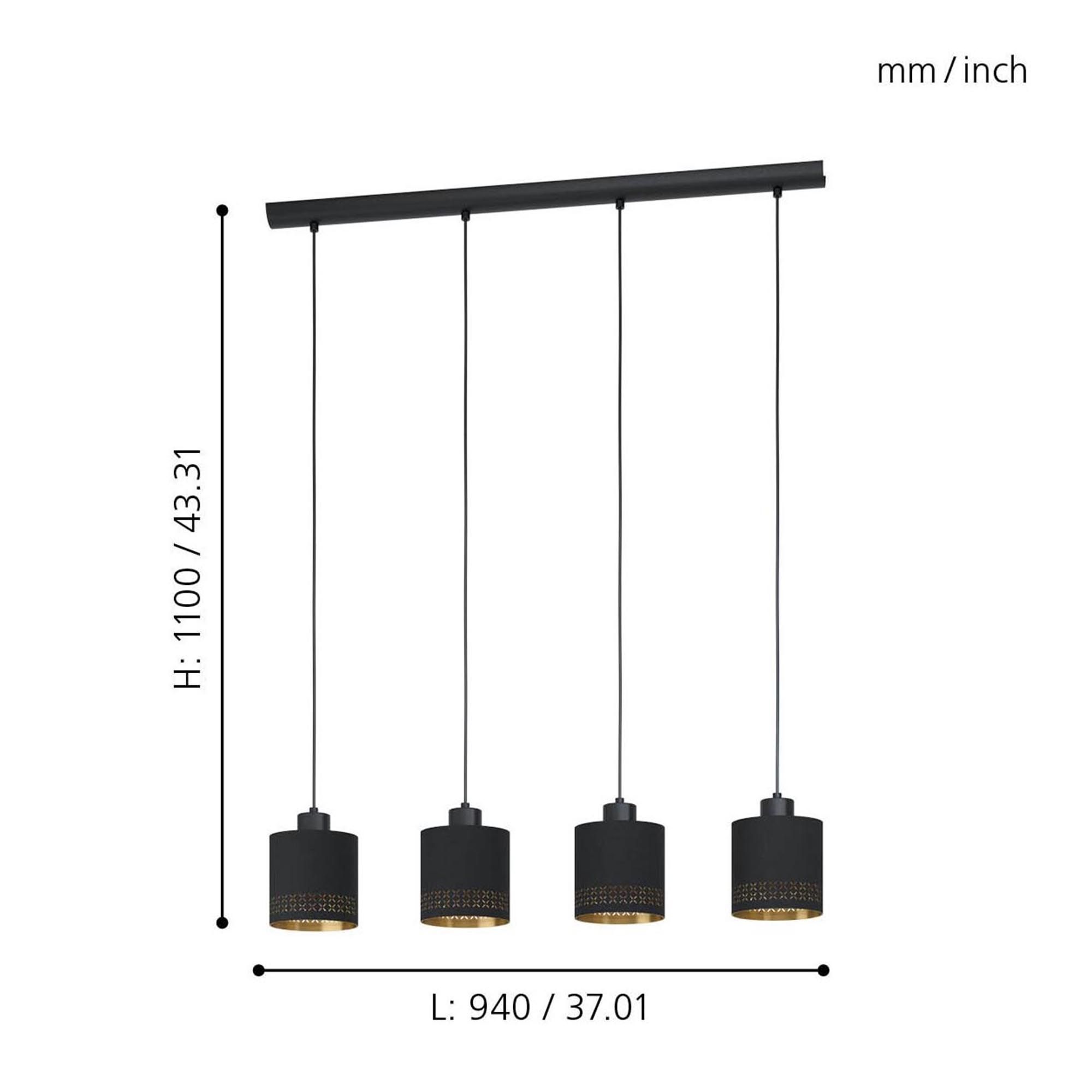 Suspension ESTEPERRA noir L94cm