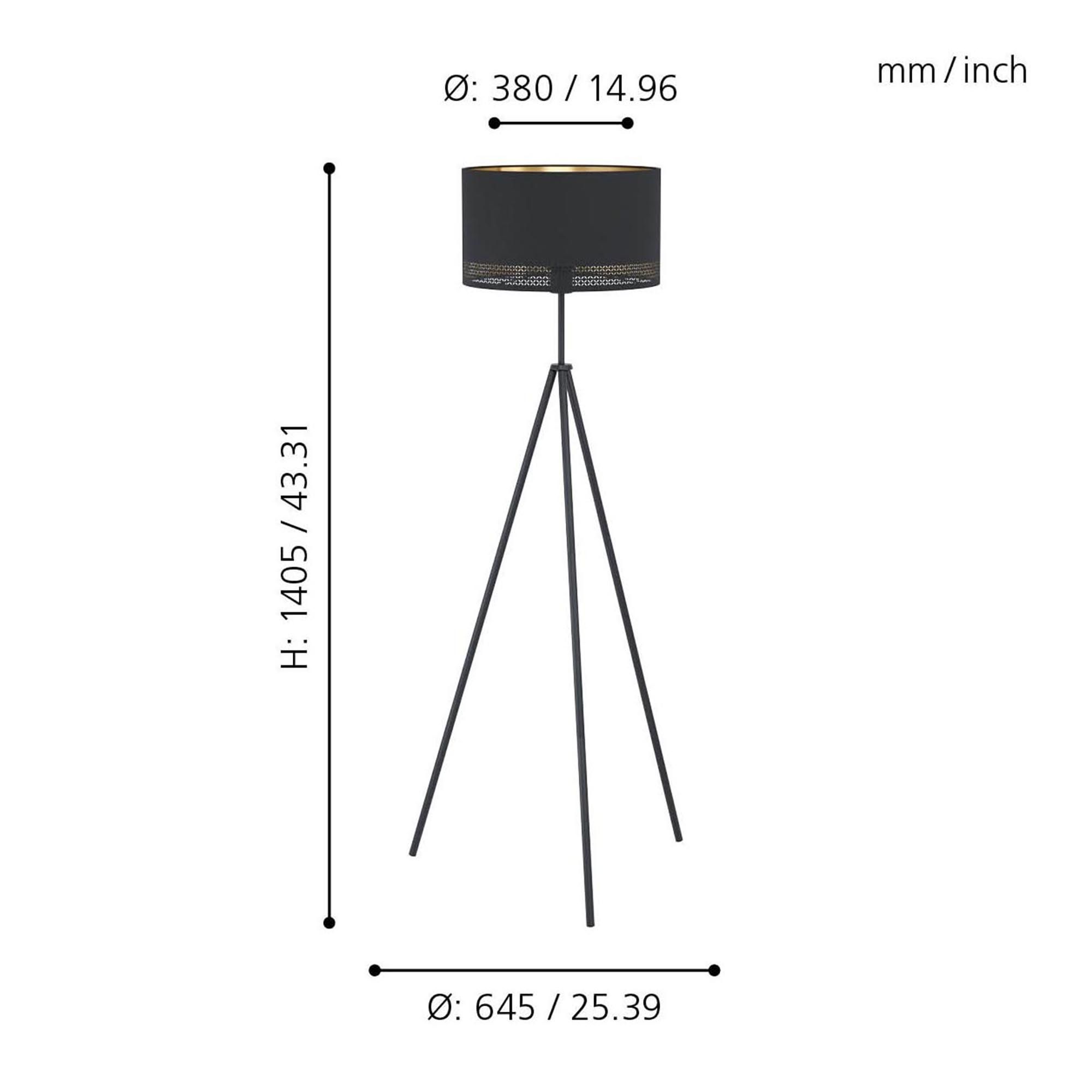 Lampadaire ESTEPERRA noir Ø38cm