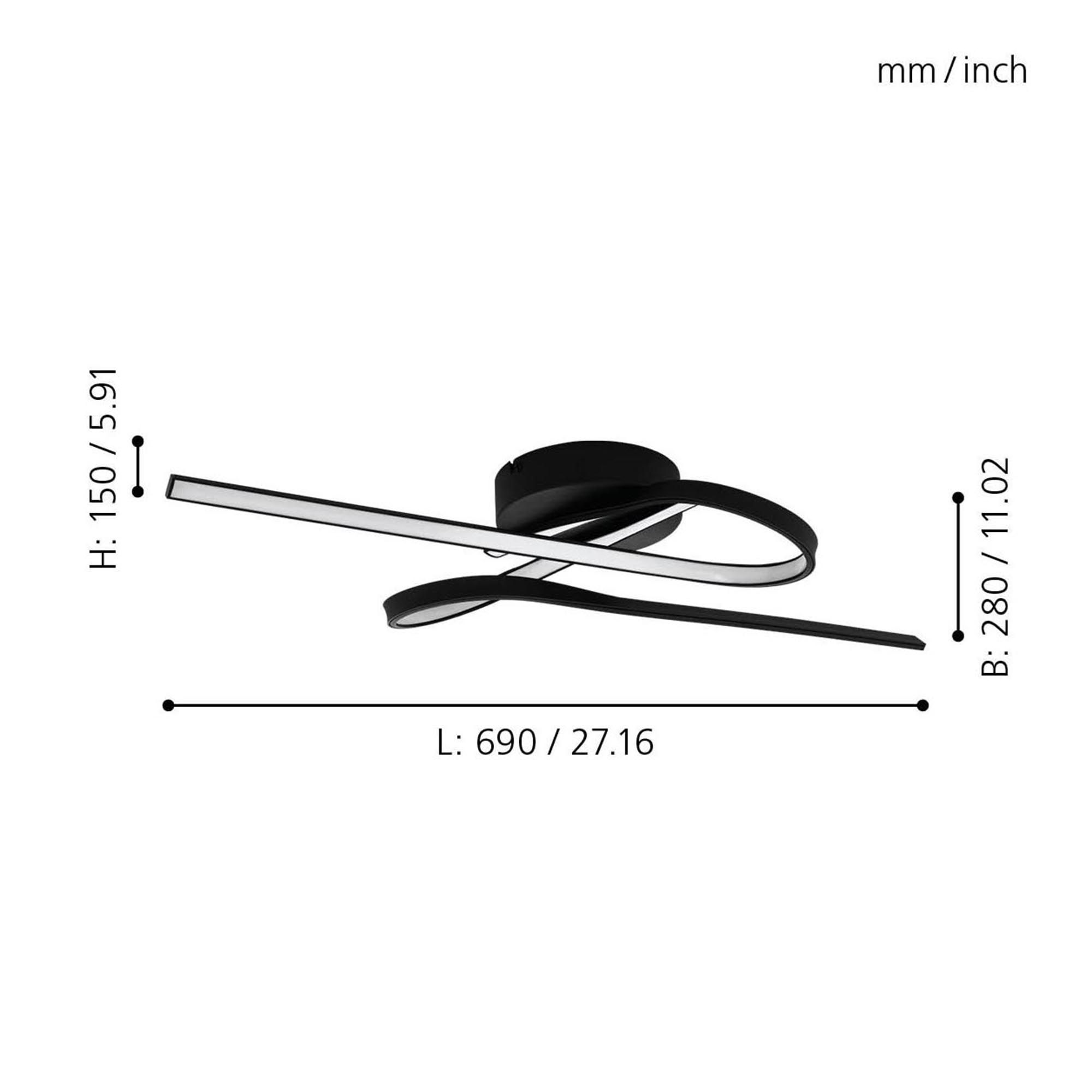 Plafonnier LED SELVINA Noir L69cm