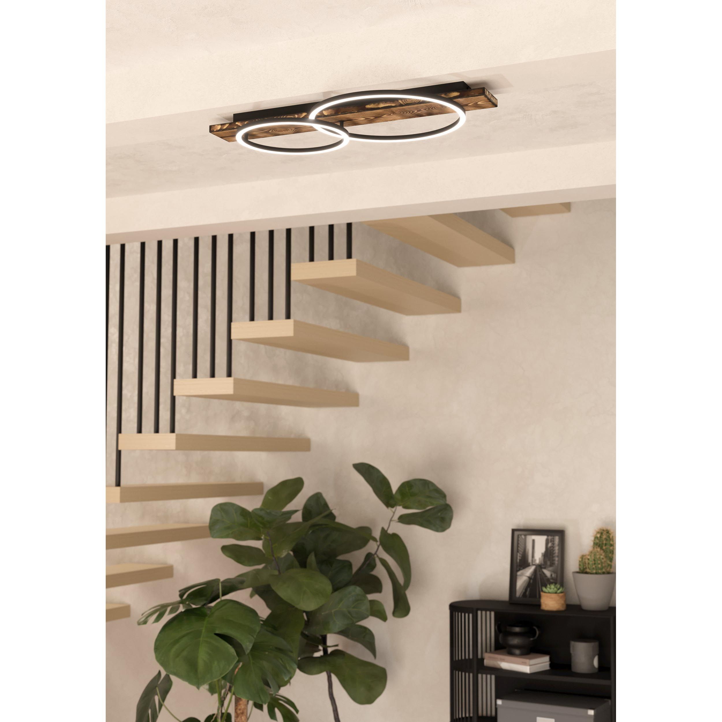 Plafonnier LED BOYAL marron/bois L78cm