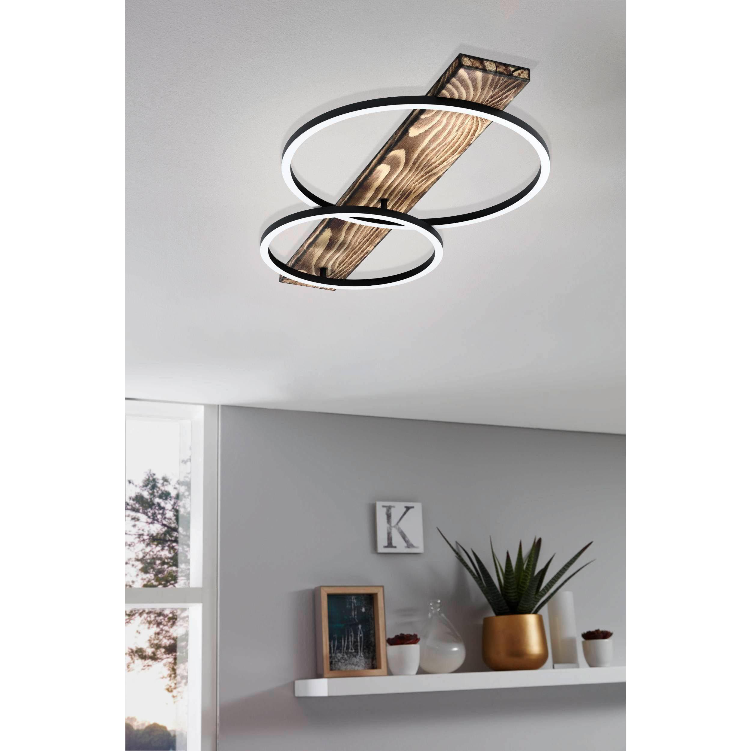Plafonnier LED BOYAL marron/bois L78cm