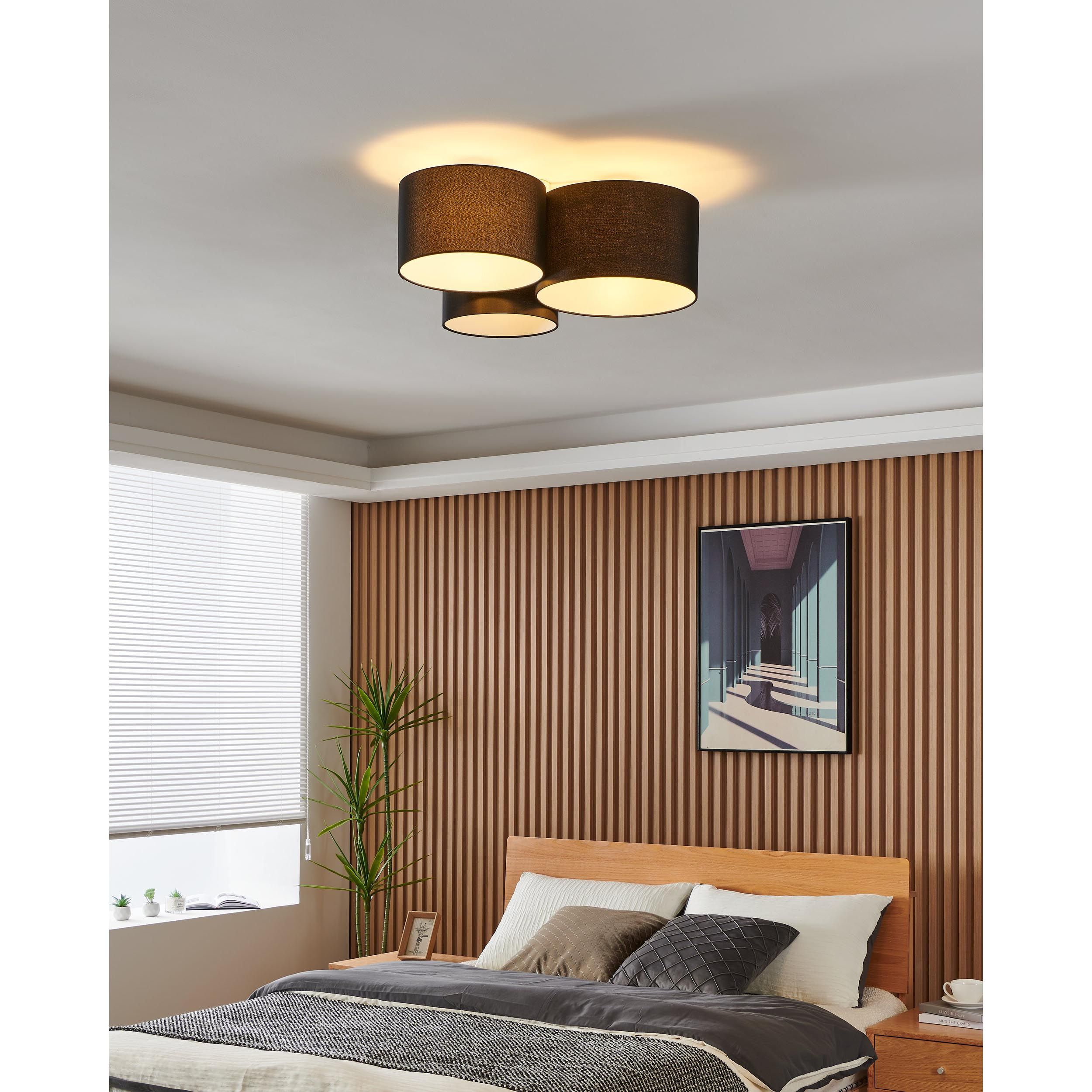 Plafonnier tissu gris PASTORE 2 E27 3X60W