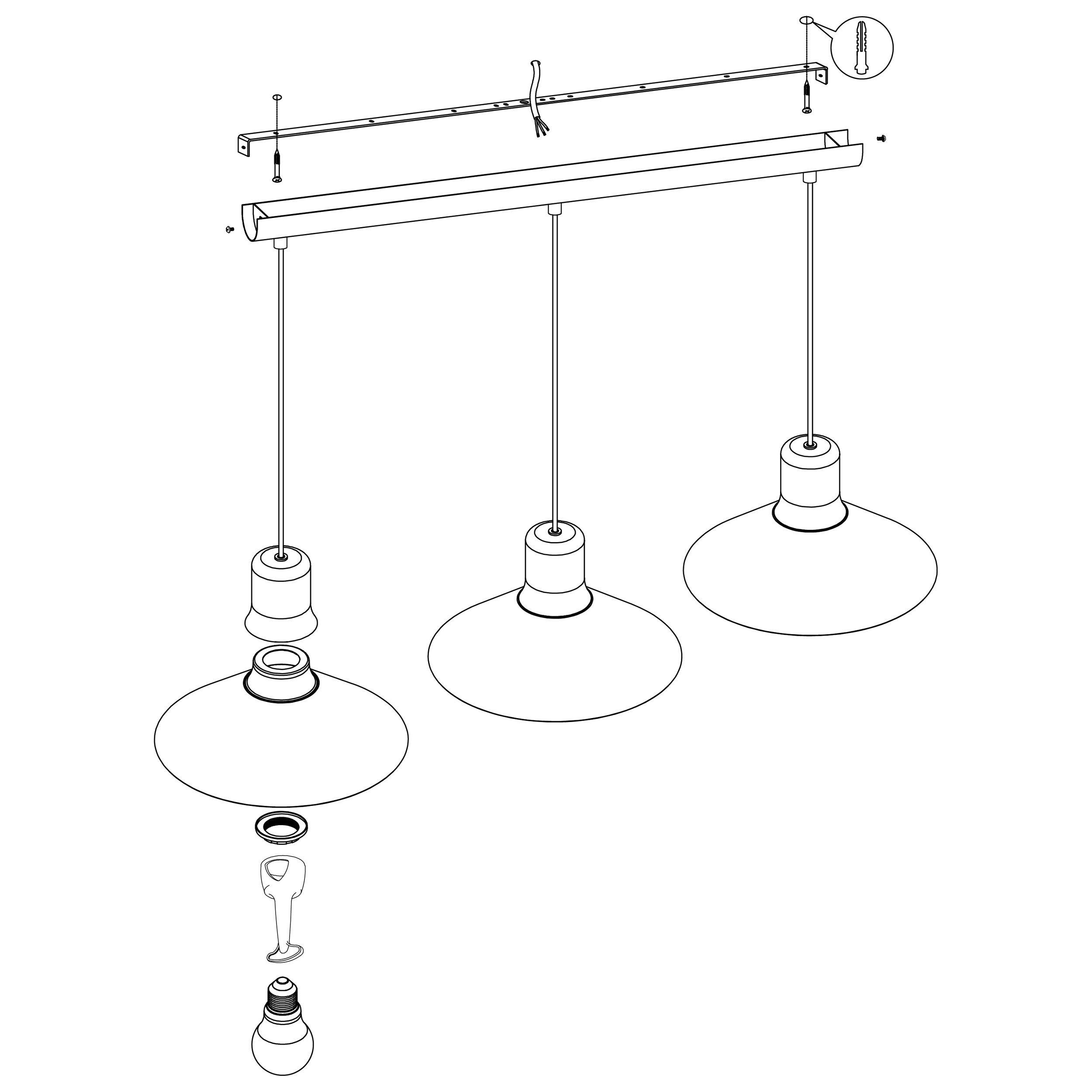 Suspension métal gris ABREOSA E27 3X28W