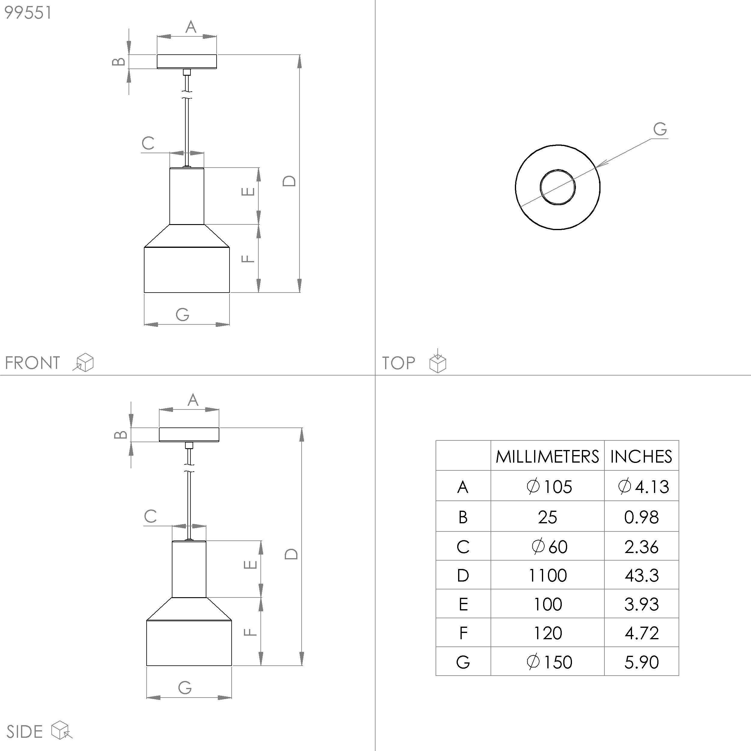 Suspension métal noir CASIBARE E27 1X40W
