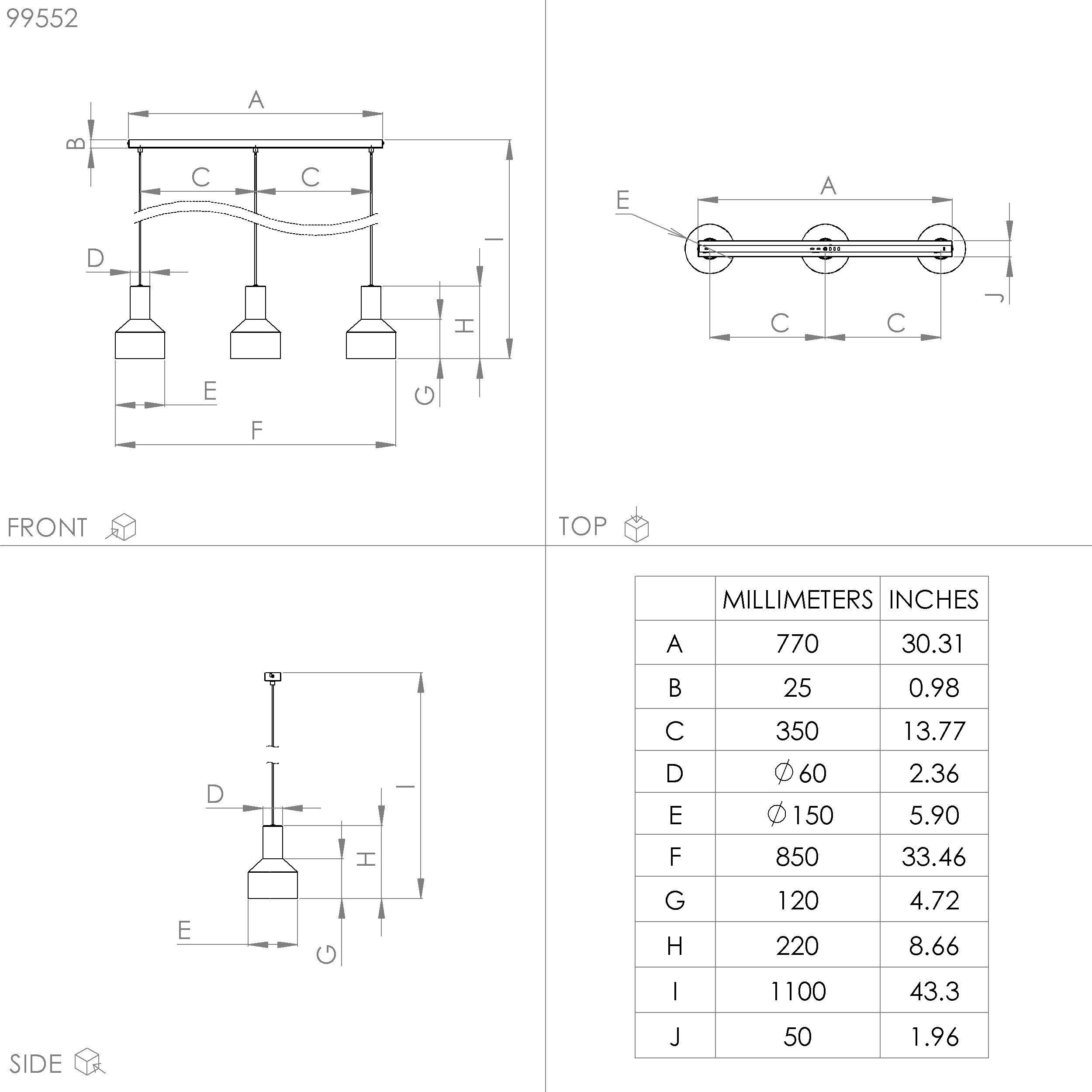 Suspension CASIBARE noir L85cm
