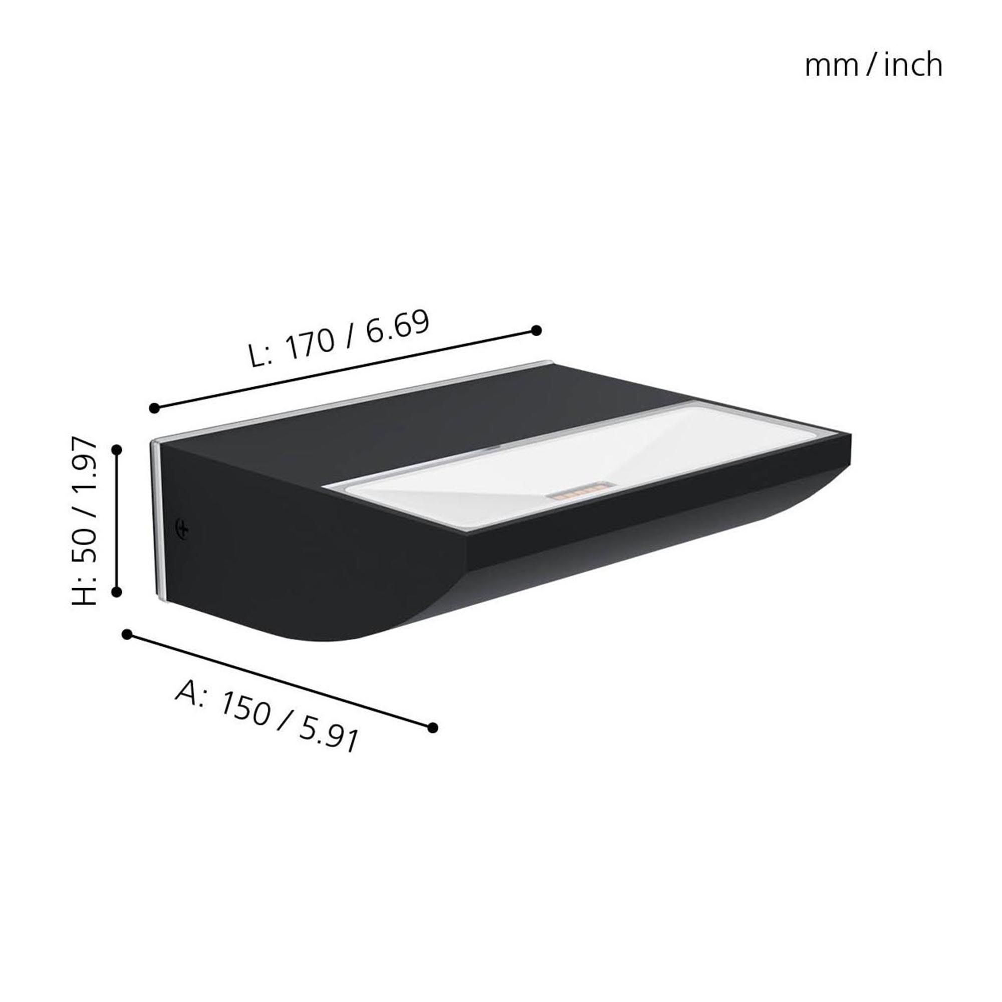 Applique extérieure LED SORRONARO noir L17cm
