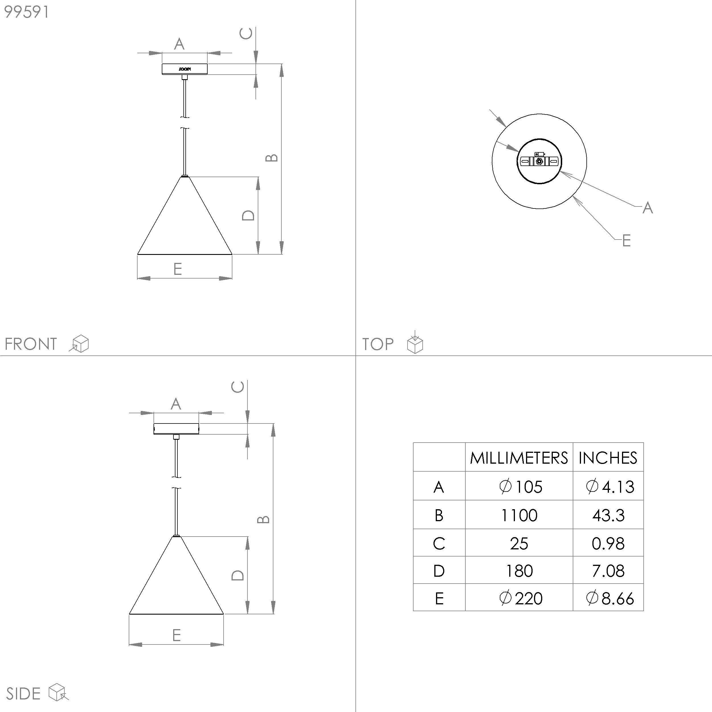 Suspension NARICES laiton Ø22cm