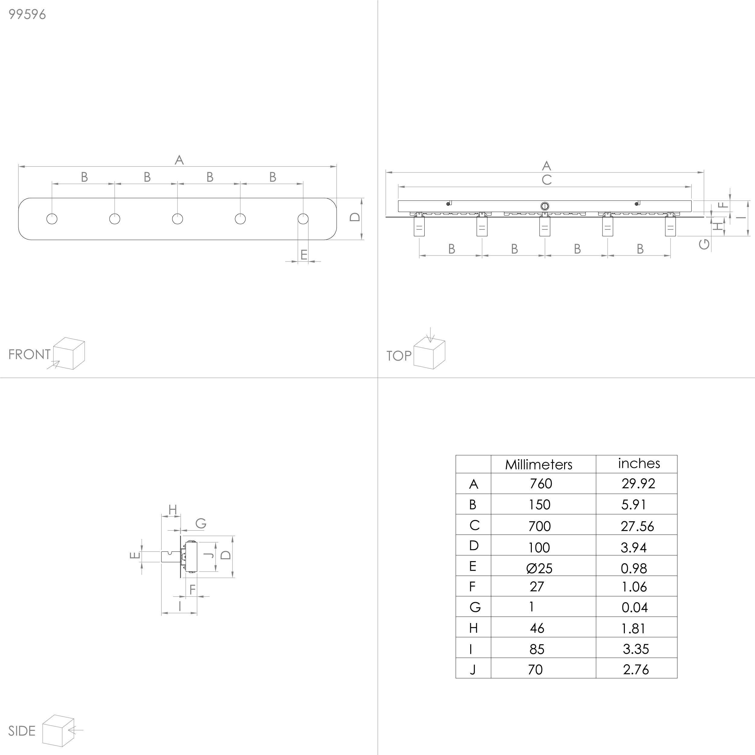 Applique LED CARTIGNANO noir L76cm