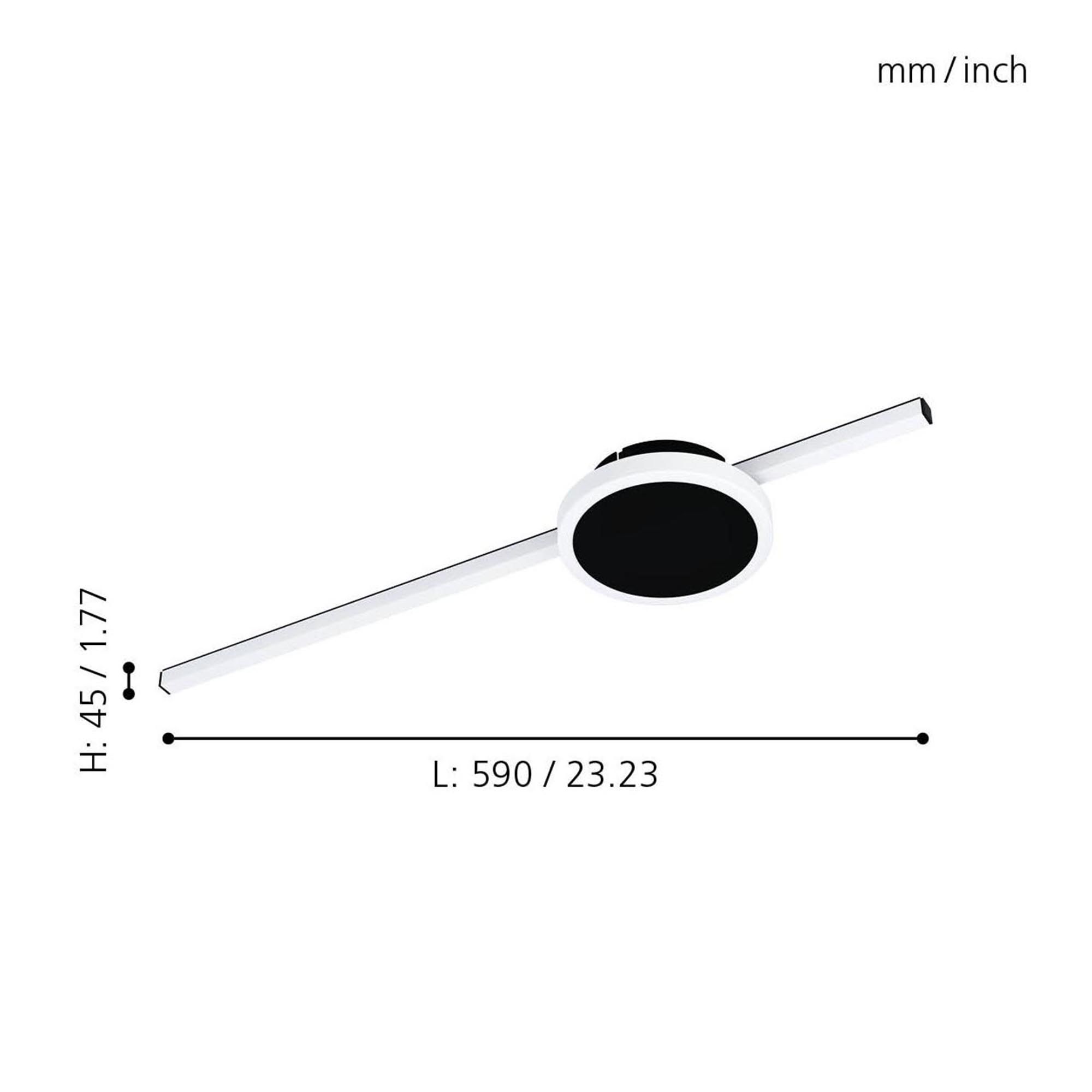 Plafonnier LED SARGINTO noir L59cm