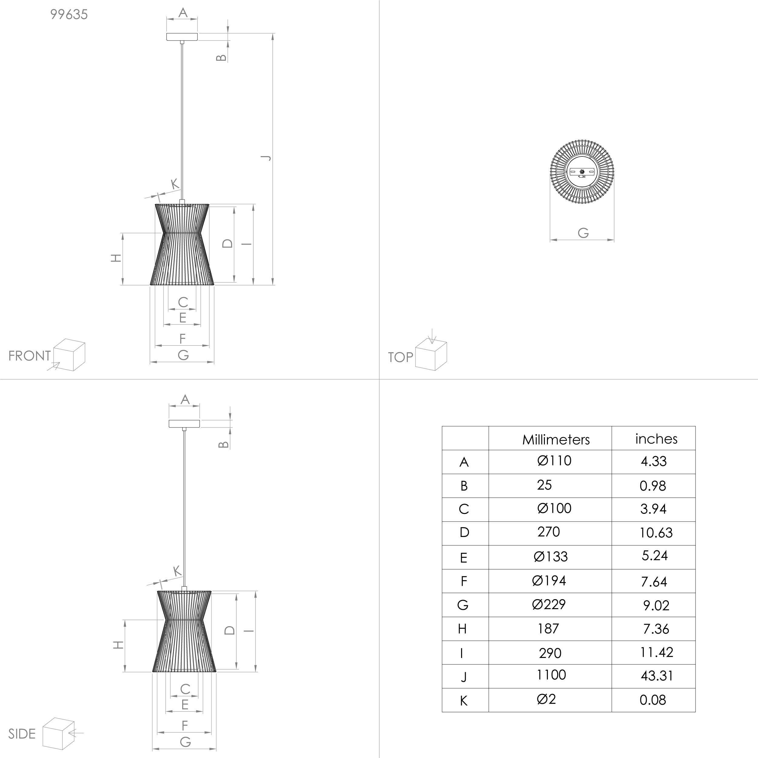 Suspension MASETA doré Ø22,5cm
