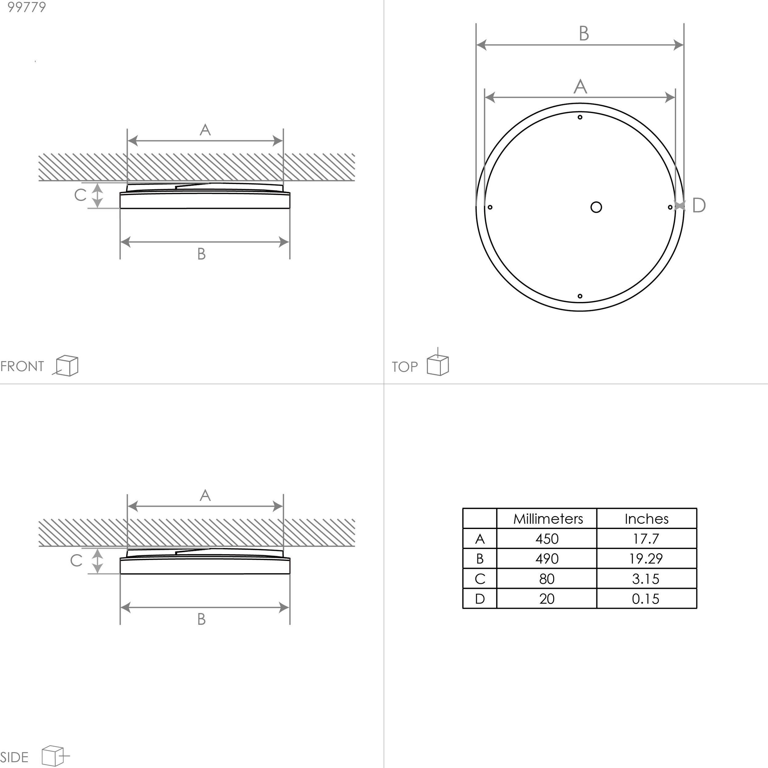 Plafonnier métal blanc SELUCI LED INT 4X10W