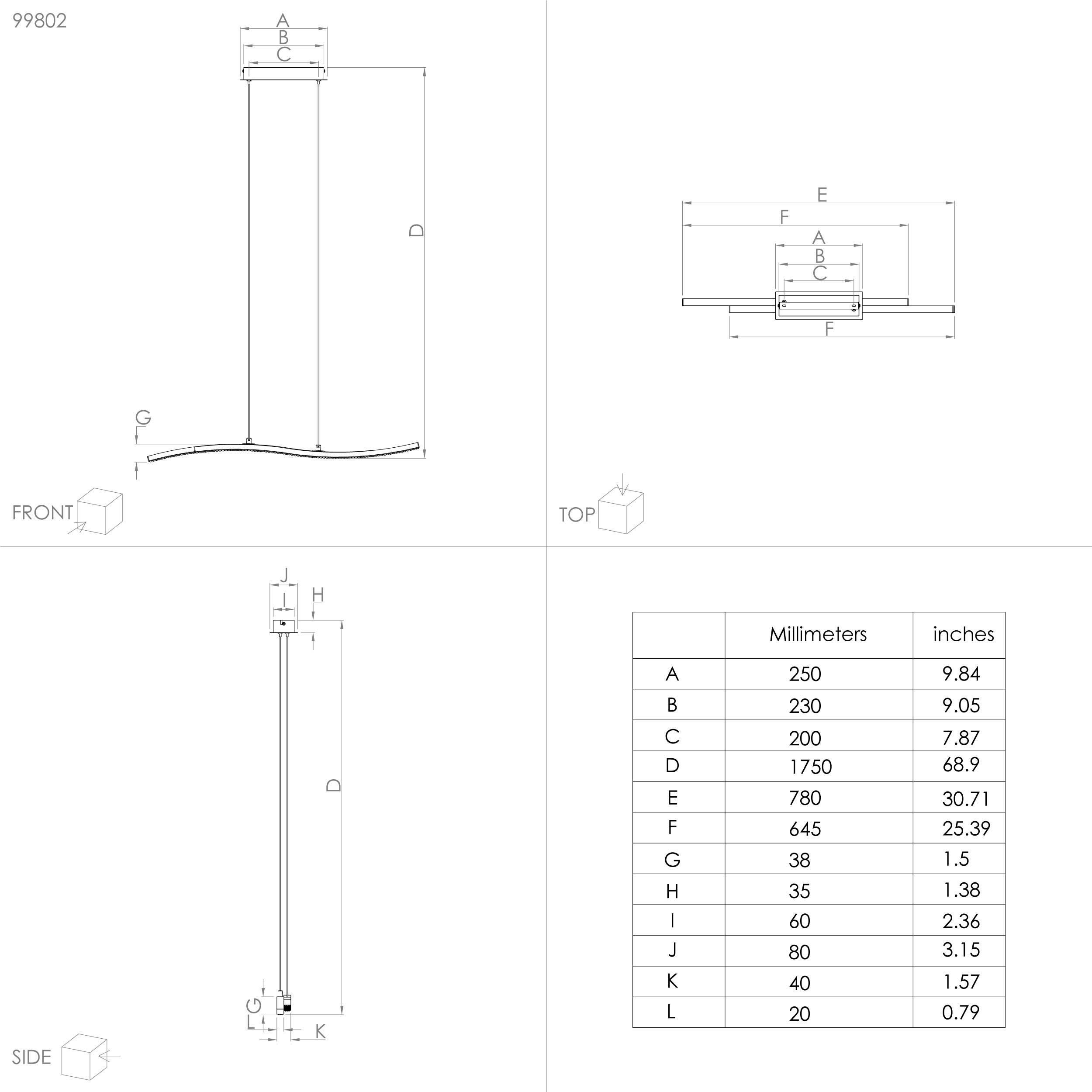 Suspension LED LEJIAS noir L78cm