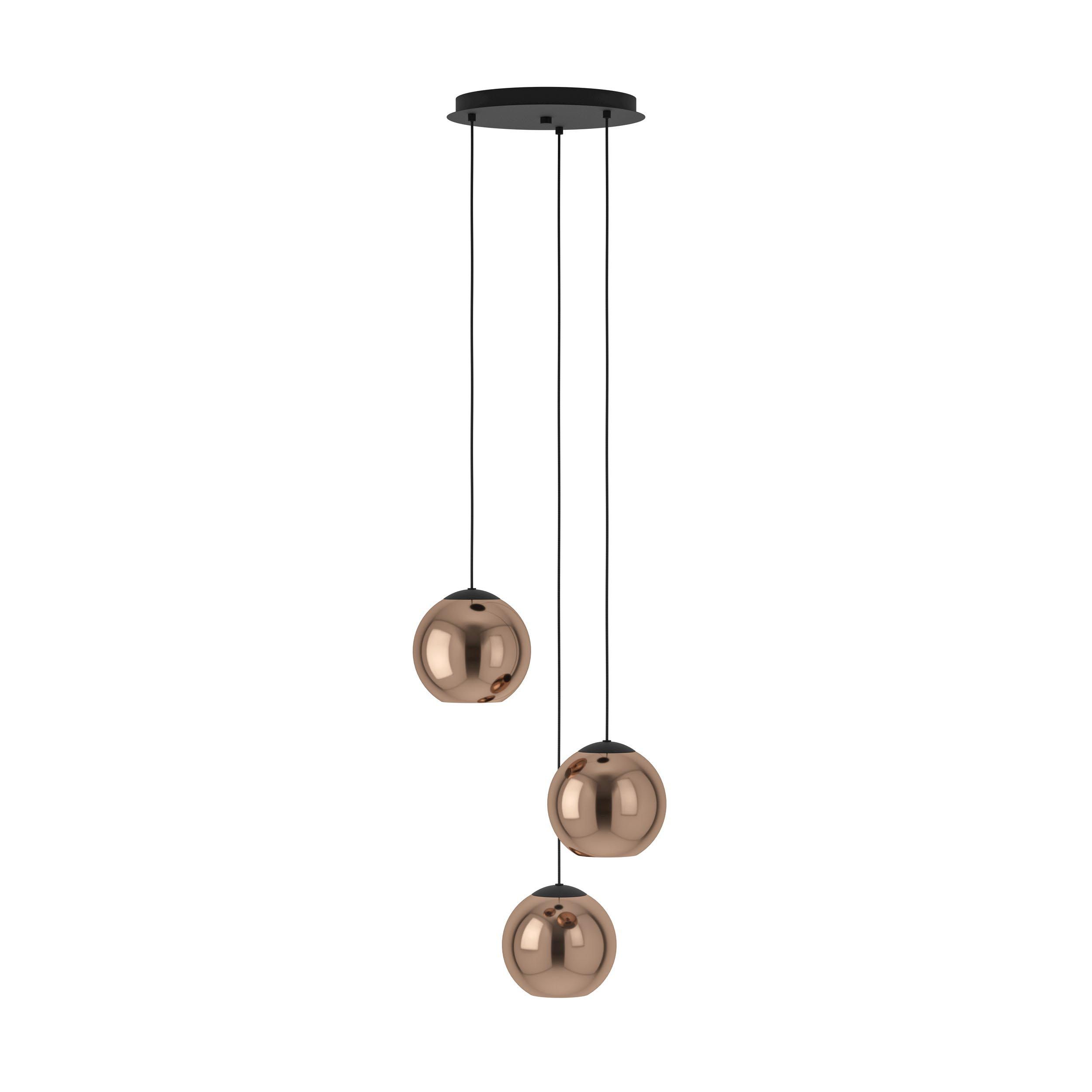 Suspension verre cuivre CORDOBA Cascade 3 E27 3X40W
