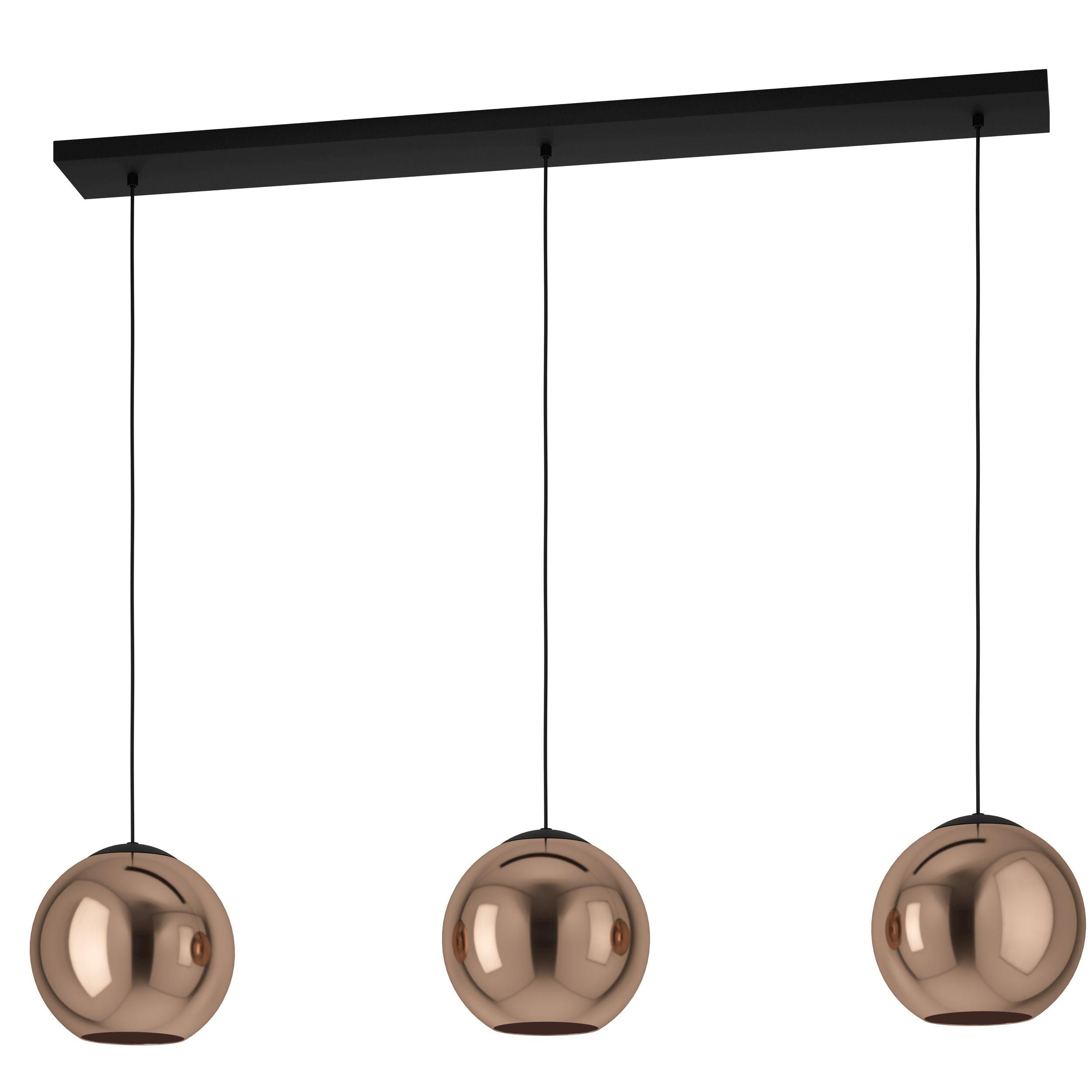 Suspension verre cuivre CORDOBA Barre 3 E27 3X40W