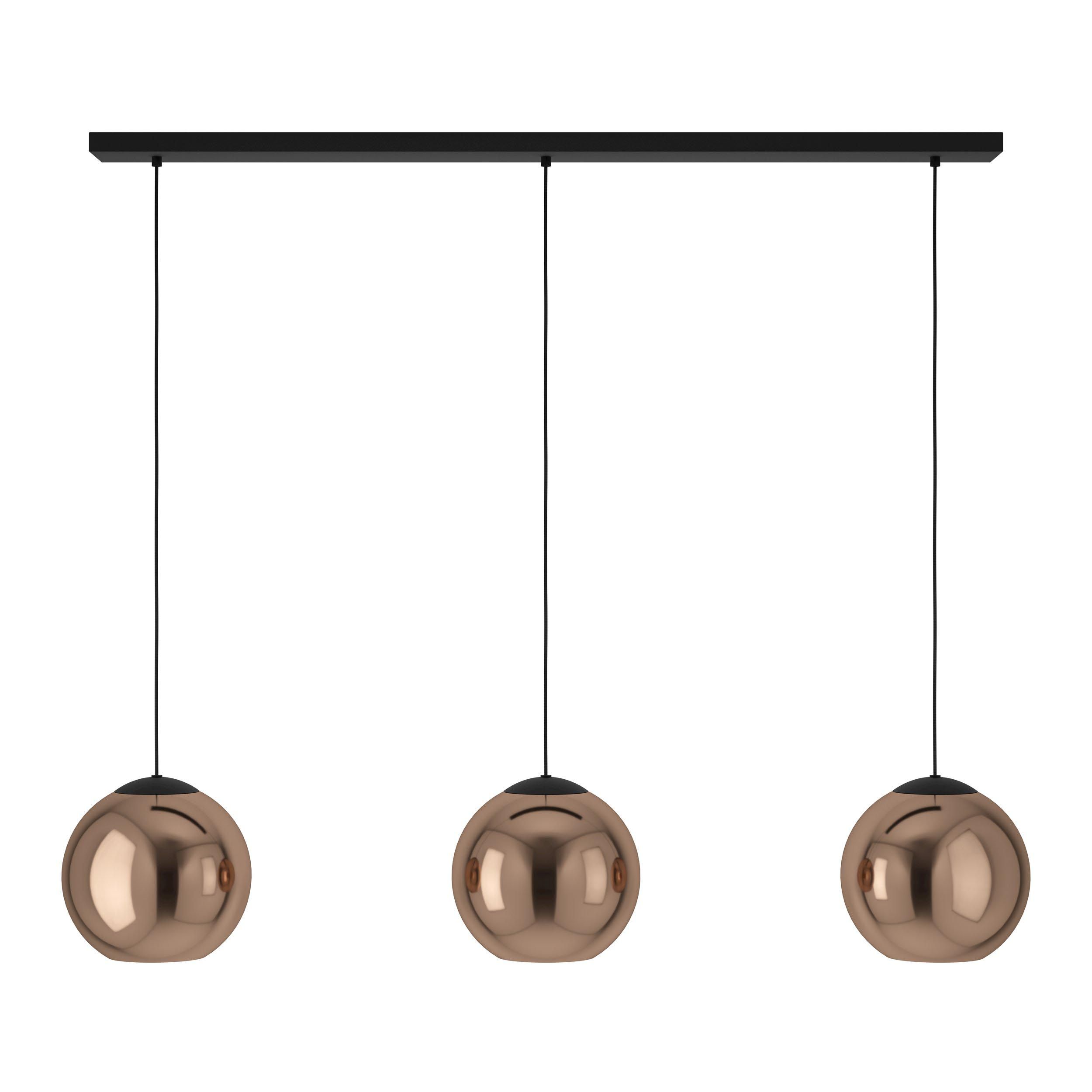 Suspension verre cuivre CORDOBA Barre 3 E27 3X40W