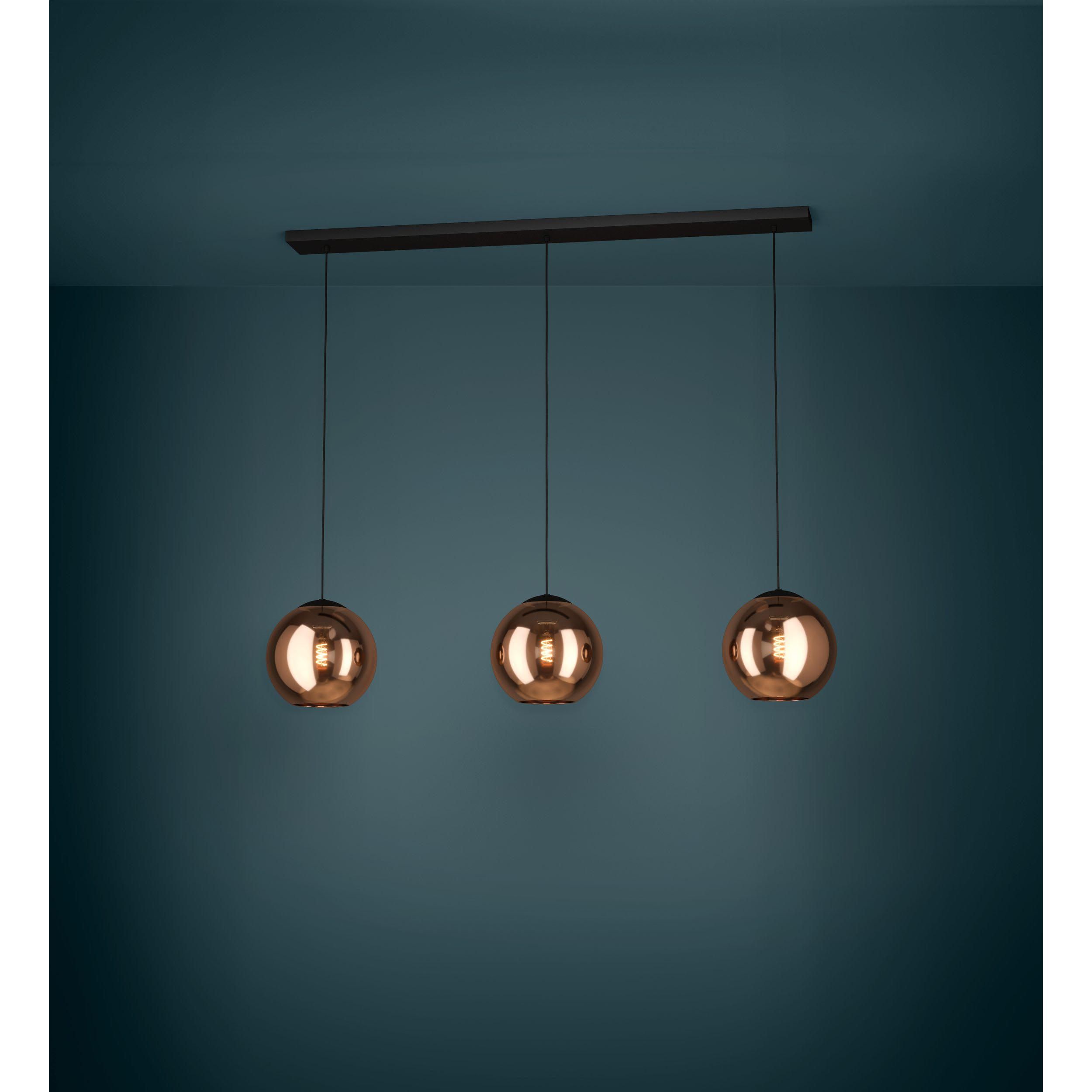 Suspension verre cuivre CORDOBA Barre 3 E27 3X40W