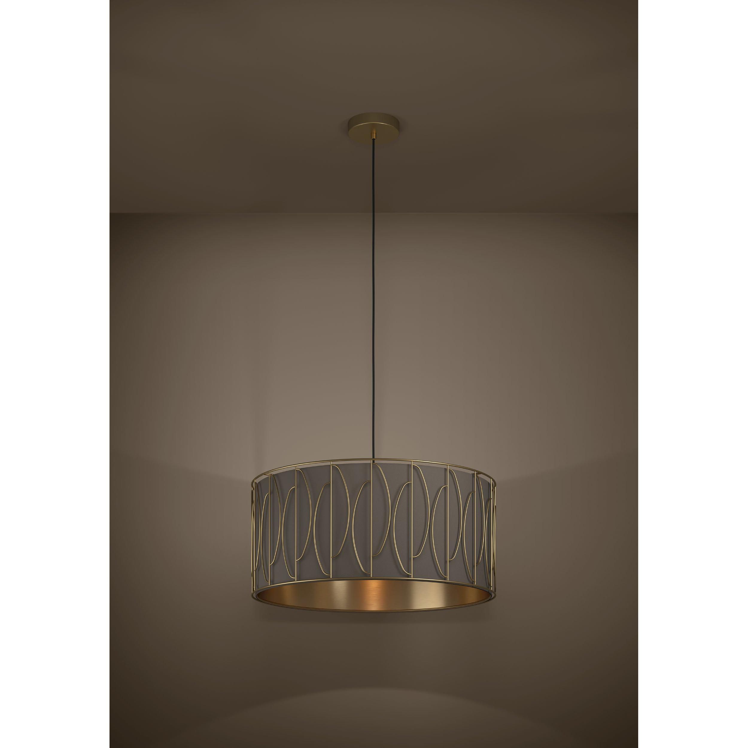 Suspension tissu marron COROJAL E27 1X40W