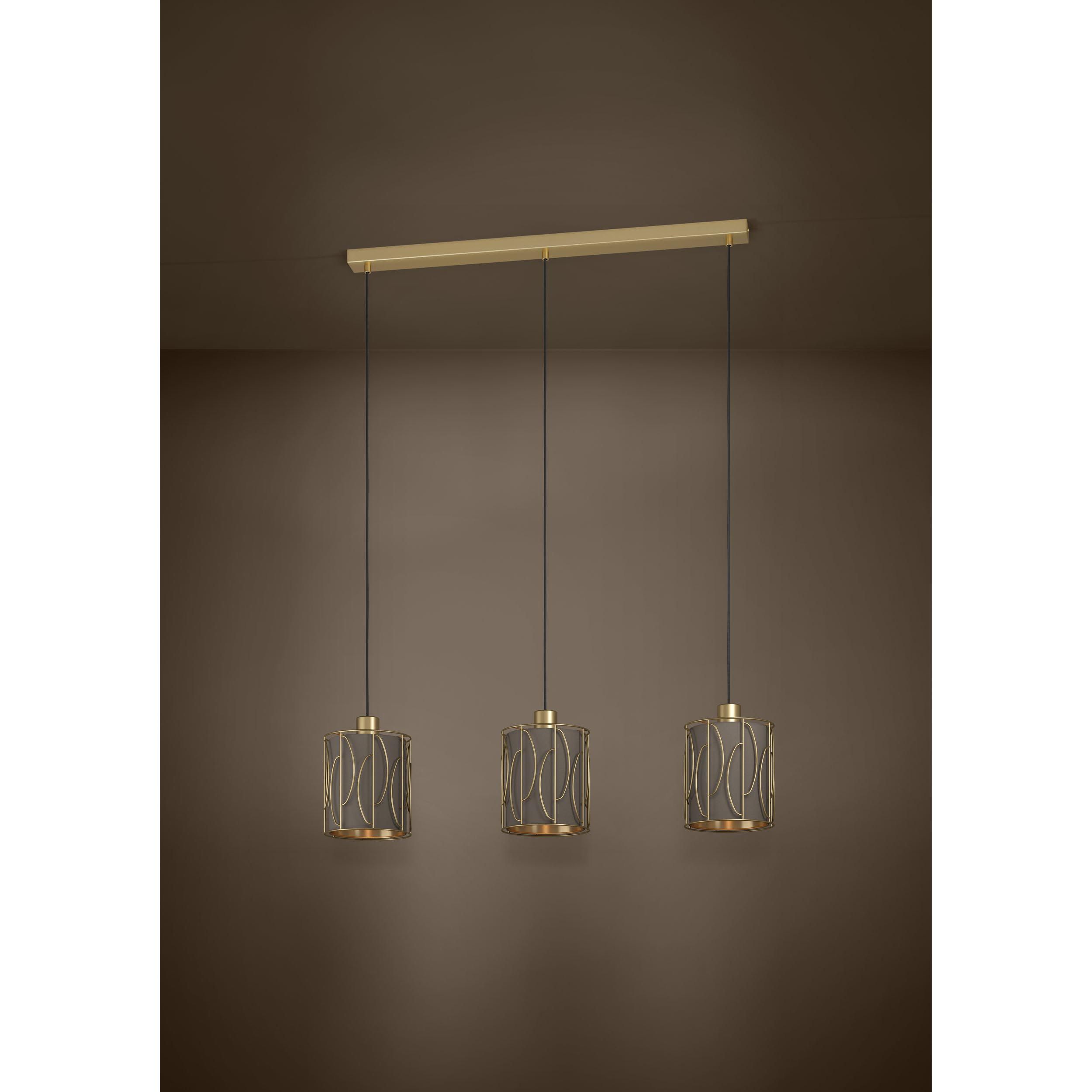 Suspension tissu marron COROJAL E27 3X40W