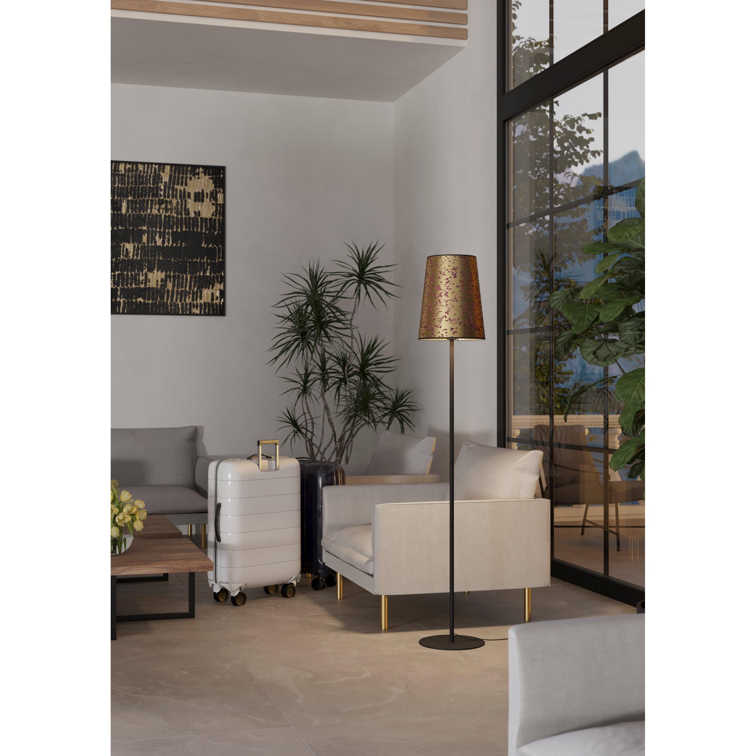 Lampadaire papier doré CASTUERA E27 1X25W