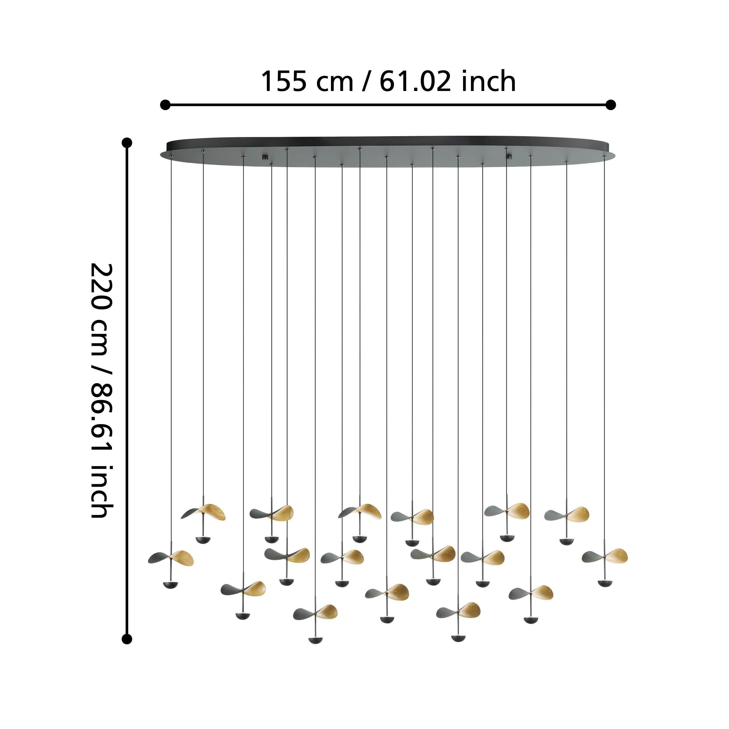 Suspension LED DRACERA noir L155cm