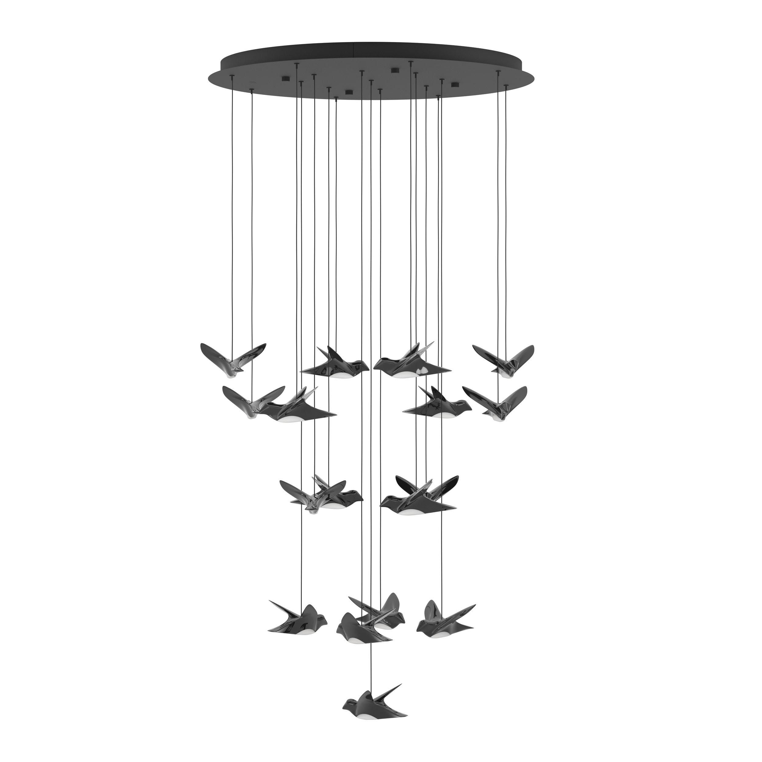 Suspension métal noir PARATEBUENO cascade 17 LED INT 17X3W