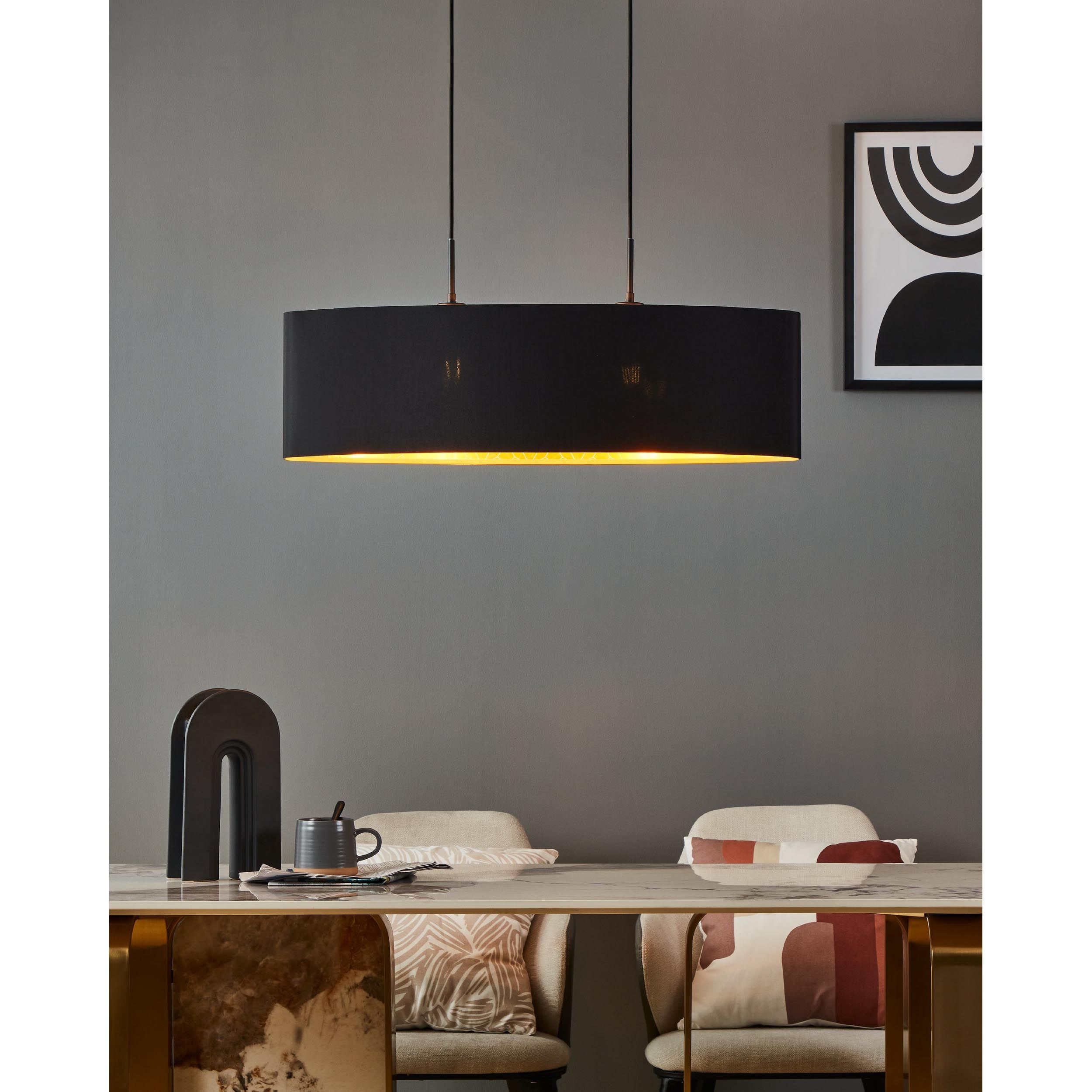 Suspension métal noir ZARAGOZA E27 2X40W