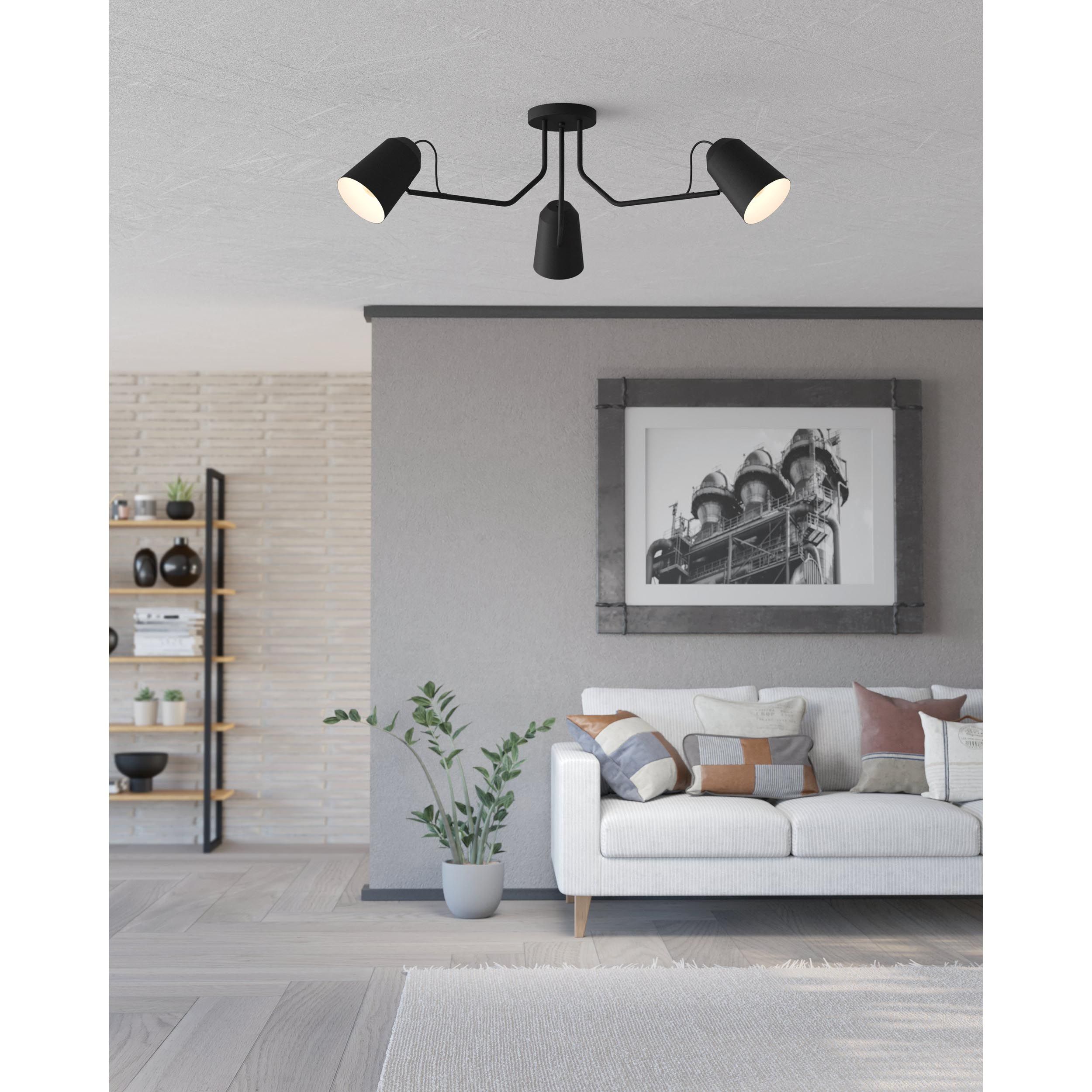 Plafonnier métal noir LORETO E27 3X25W