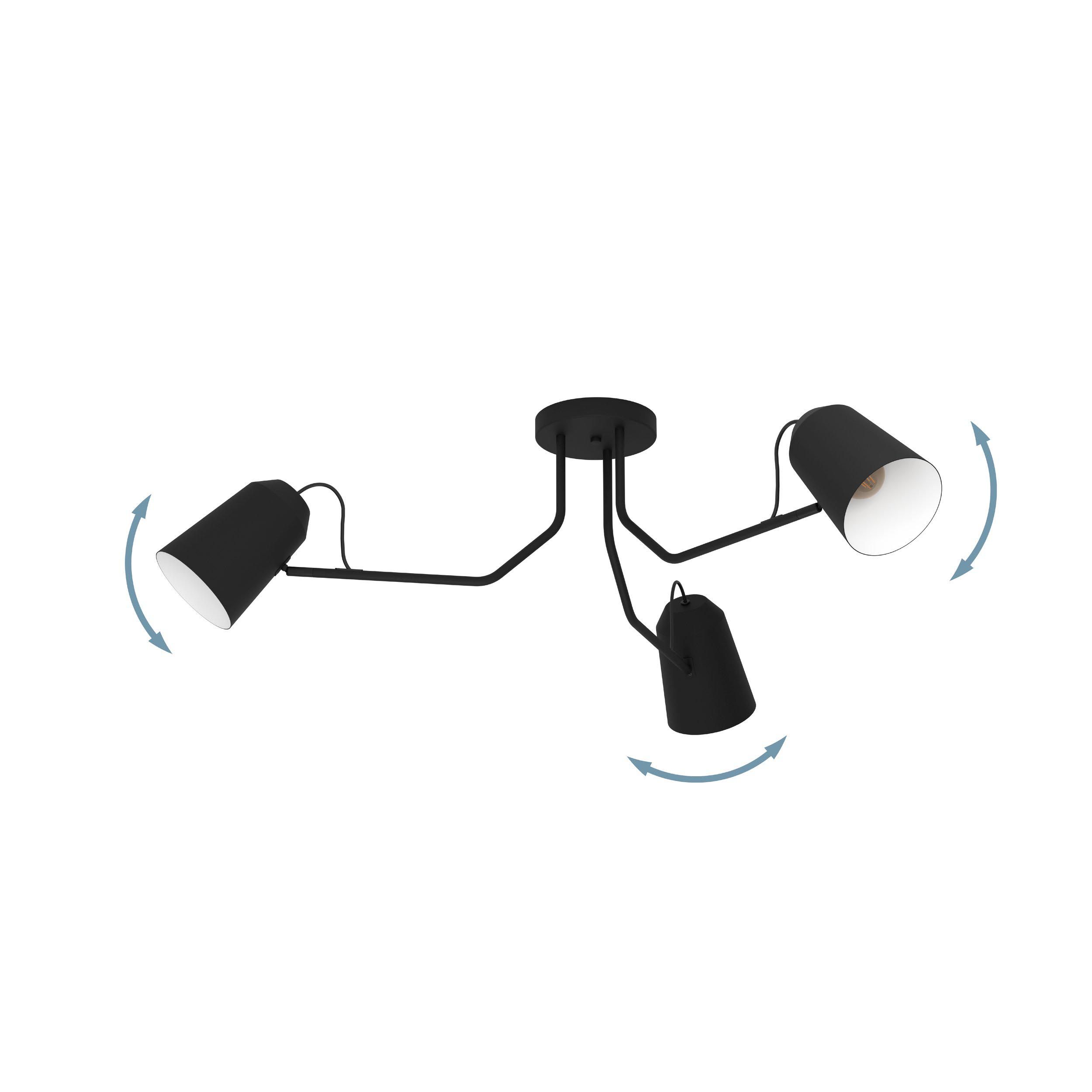 Plafonnier métal noir LORETO E27 3X25W