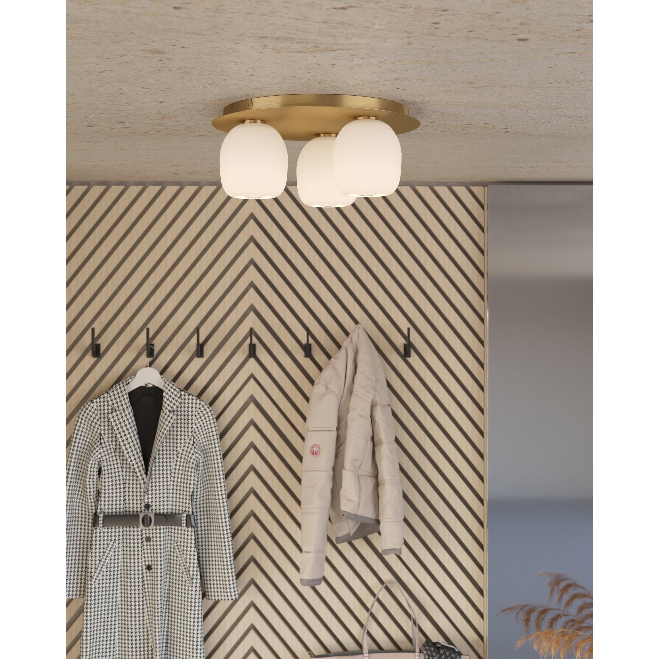 Plafonnier MANZANARES laiton/verre opalin Ø45cm