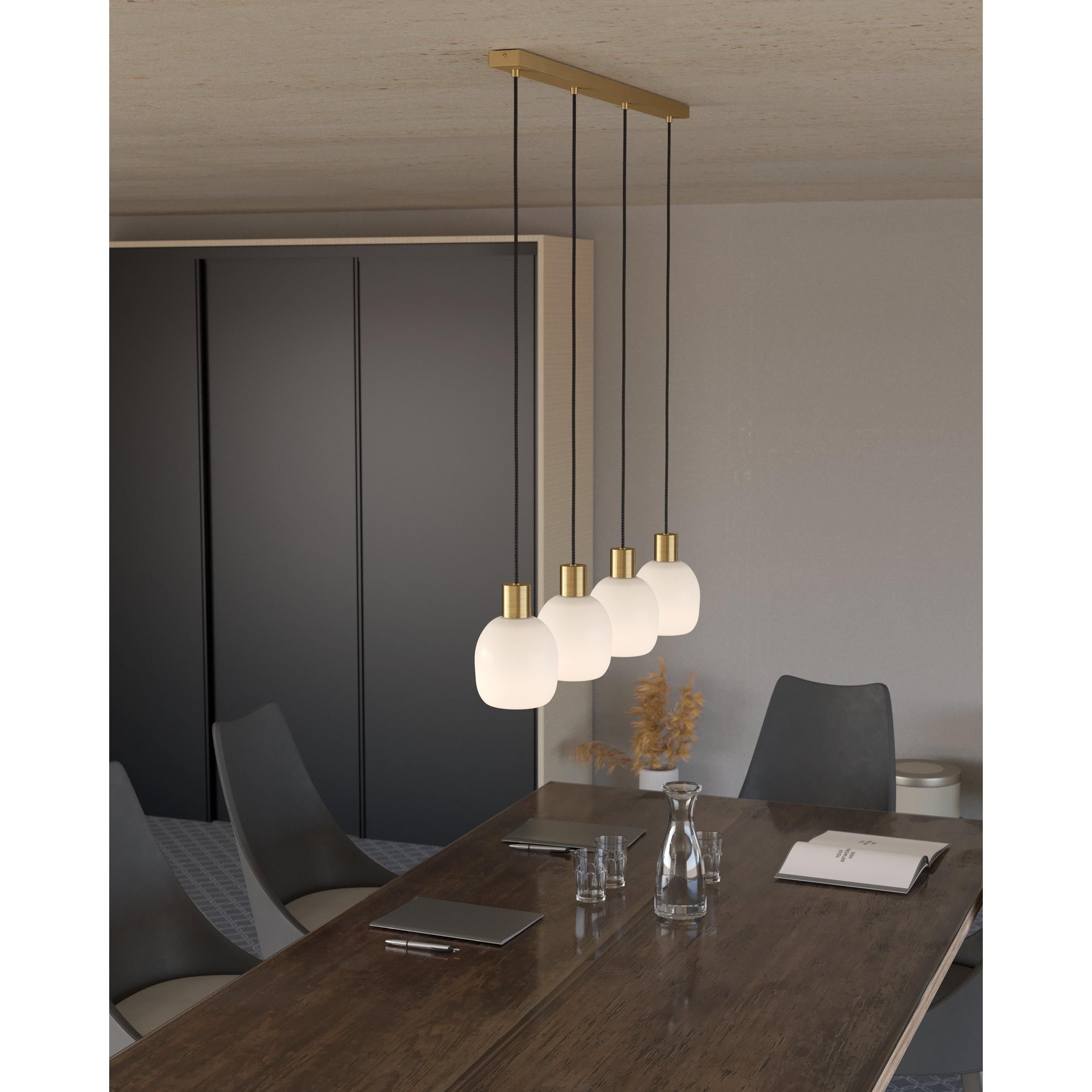 Suspension MANZANARES laiton/verre opalin L97cm