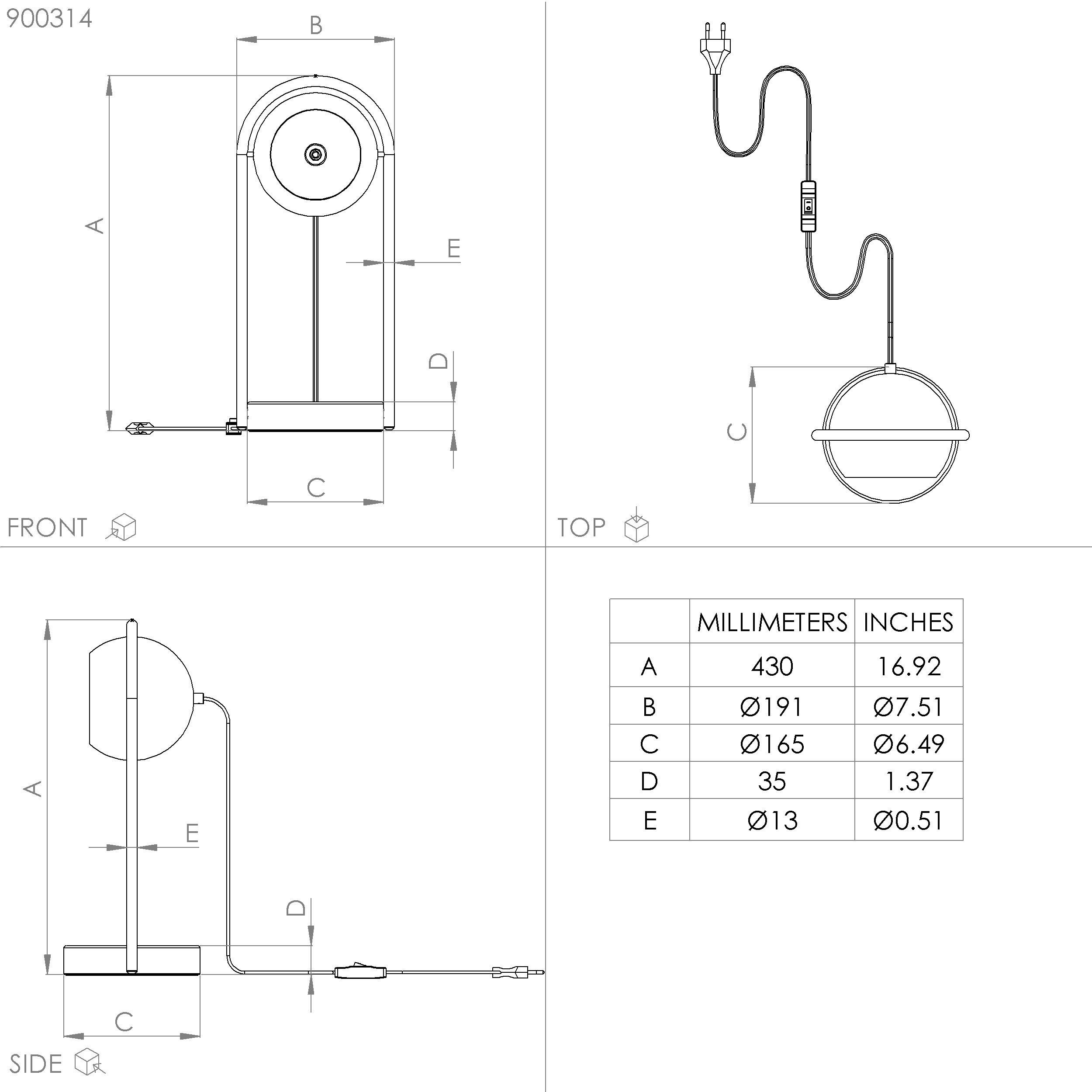 Lampe à poserMURNIA noir H43cm