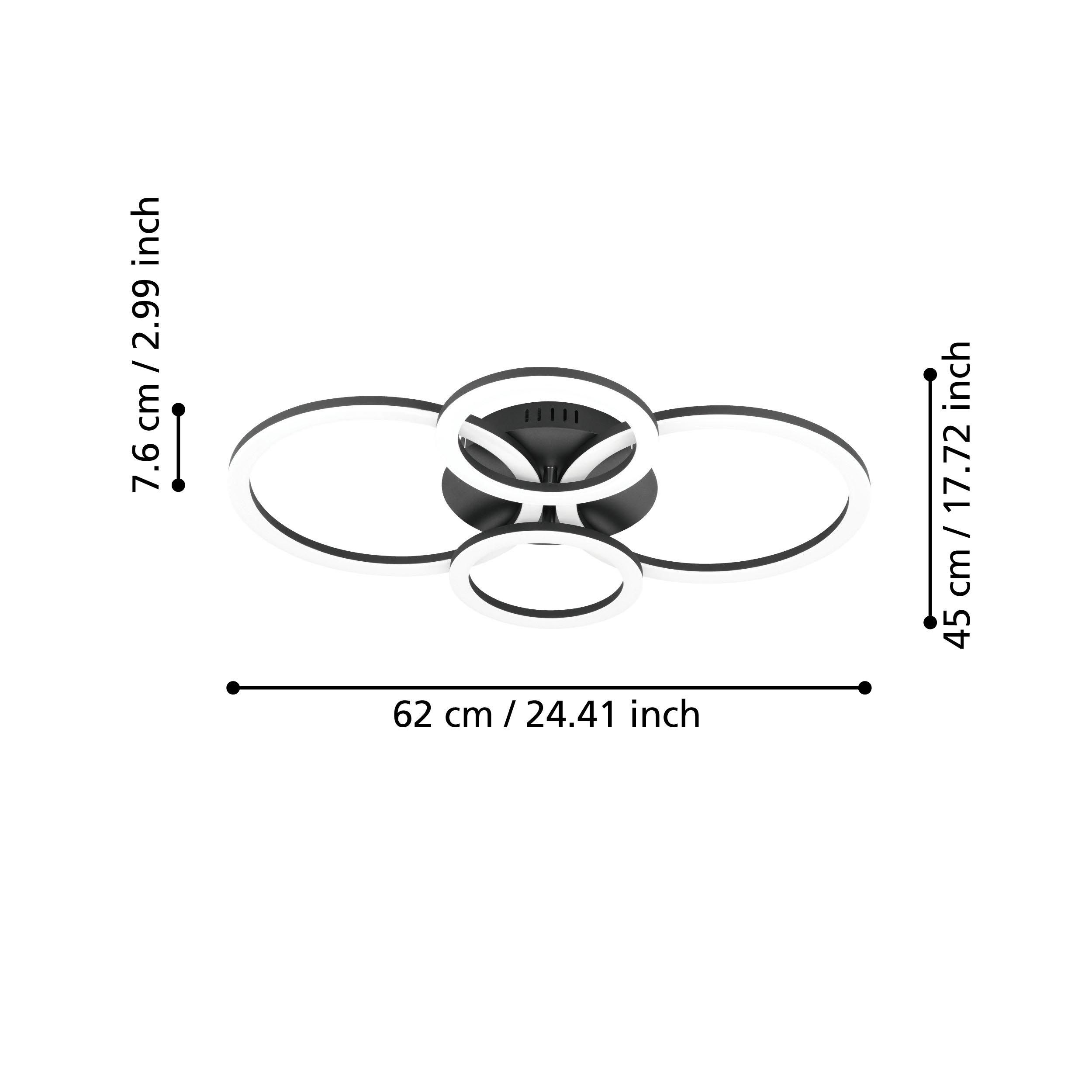 Plafonnier LED dimmable PARRAPOS-Z noir Ø61,5cm