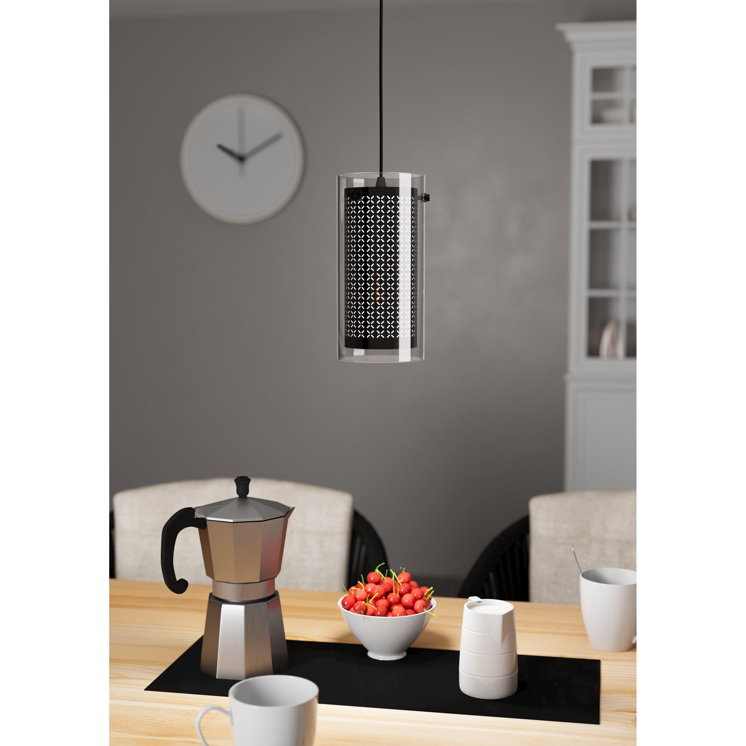 Suspension PINTO TEXTIL 1 verre noir Ø12cm