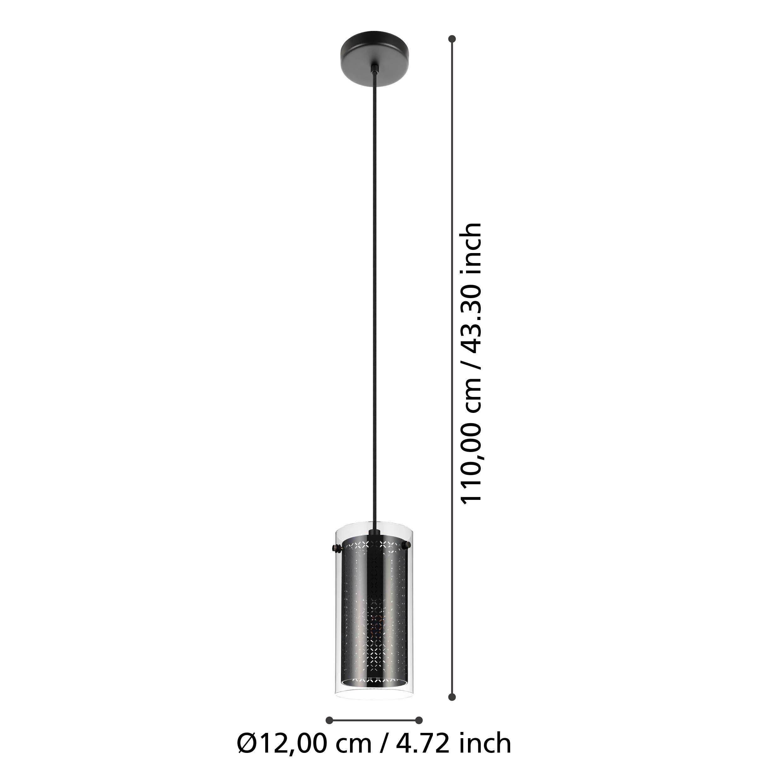 Suspension PINTO TEXTIL 1 verre noir Ø12cm