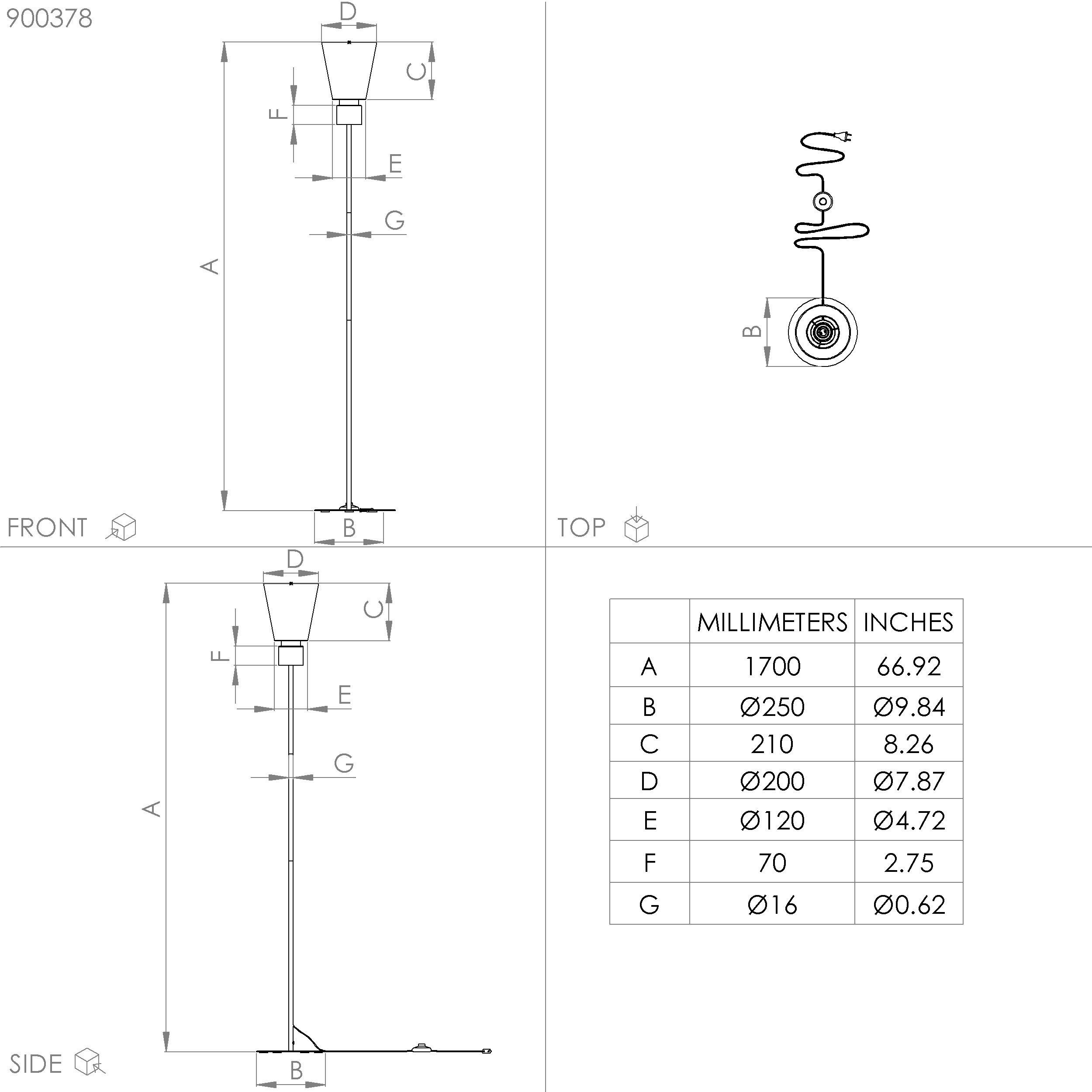 Lampadaire métal doré AGLIENTINA E27 1X40W