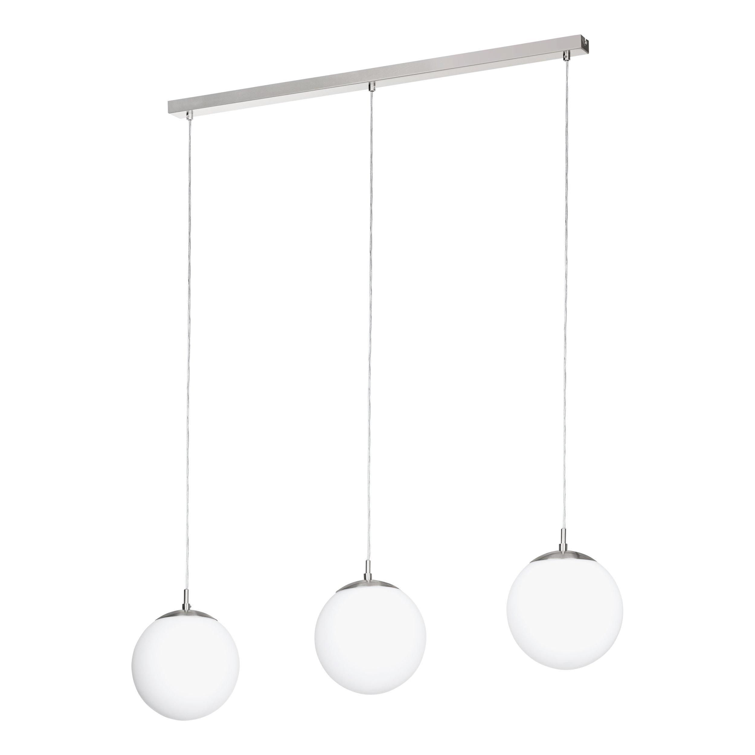 Suspension RONDO gris/verre opalin L96cm