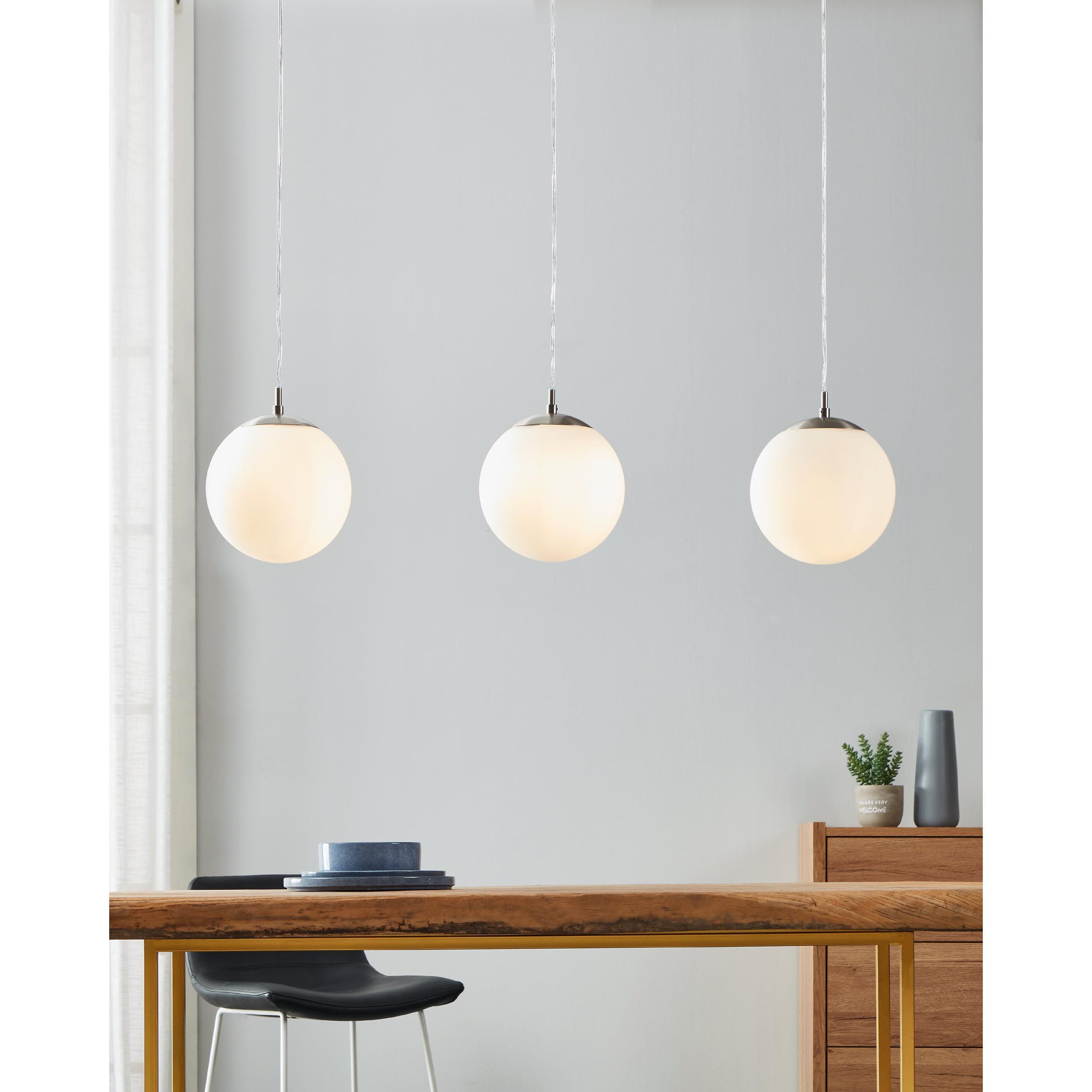Suspension RONDO gris/verre opalin L96cm