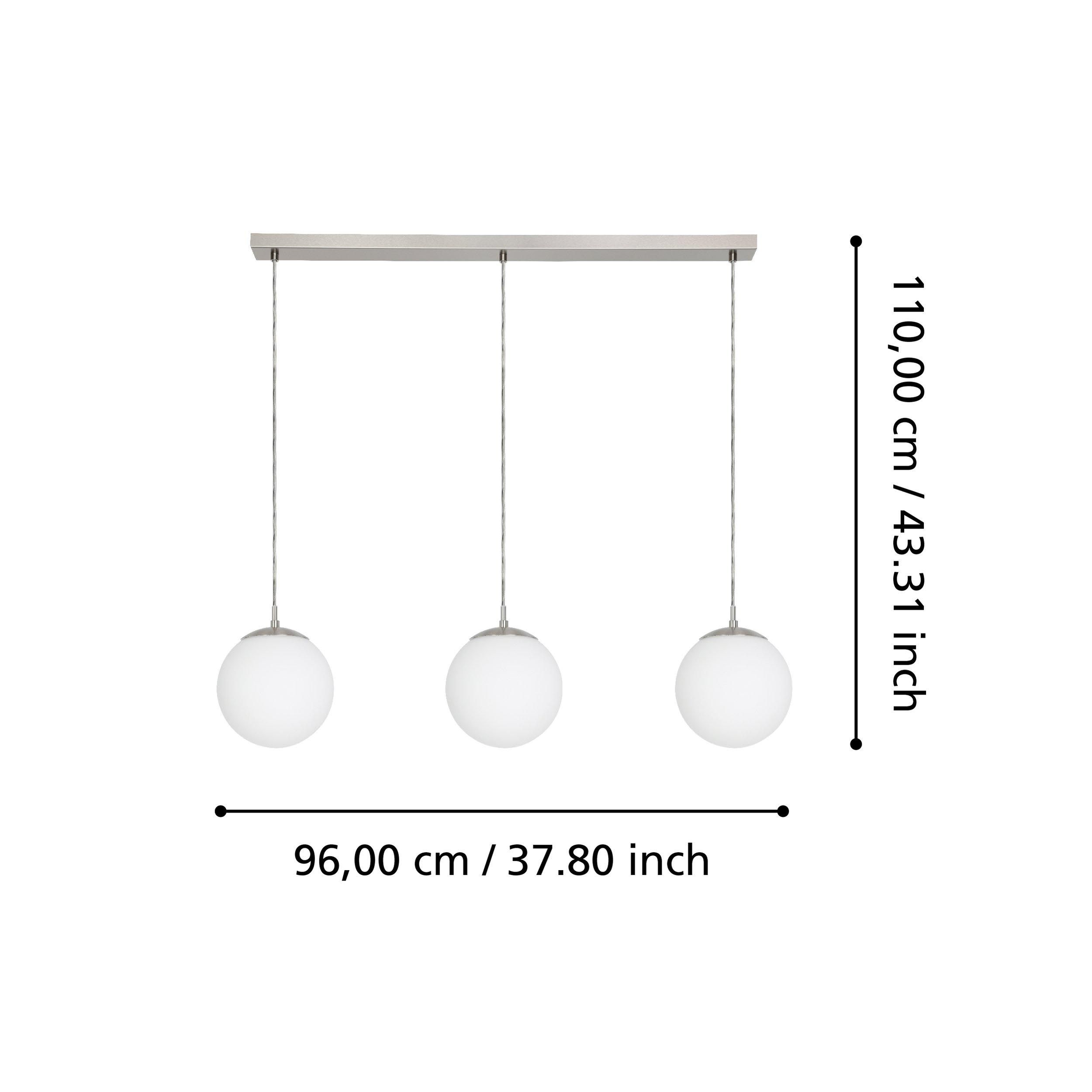 Suspension RONDO gris/verre opalin L96cm