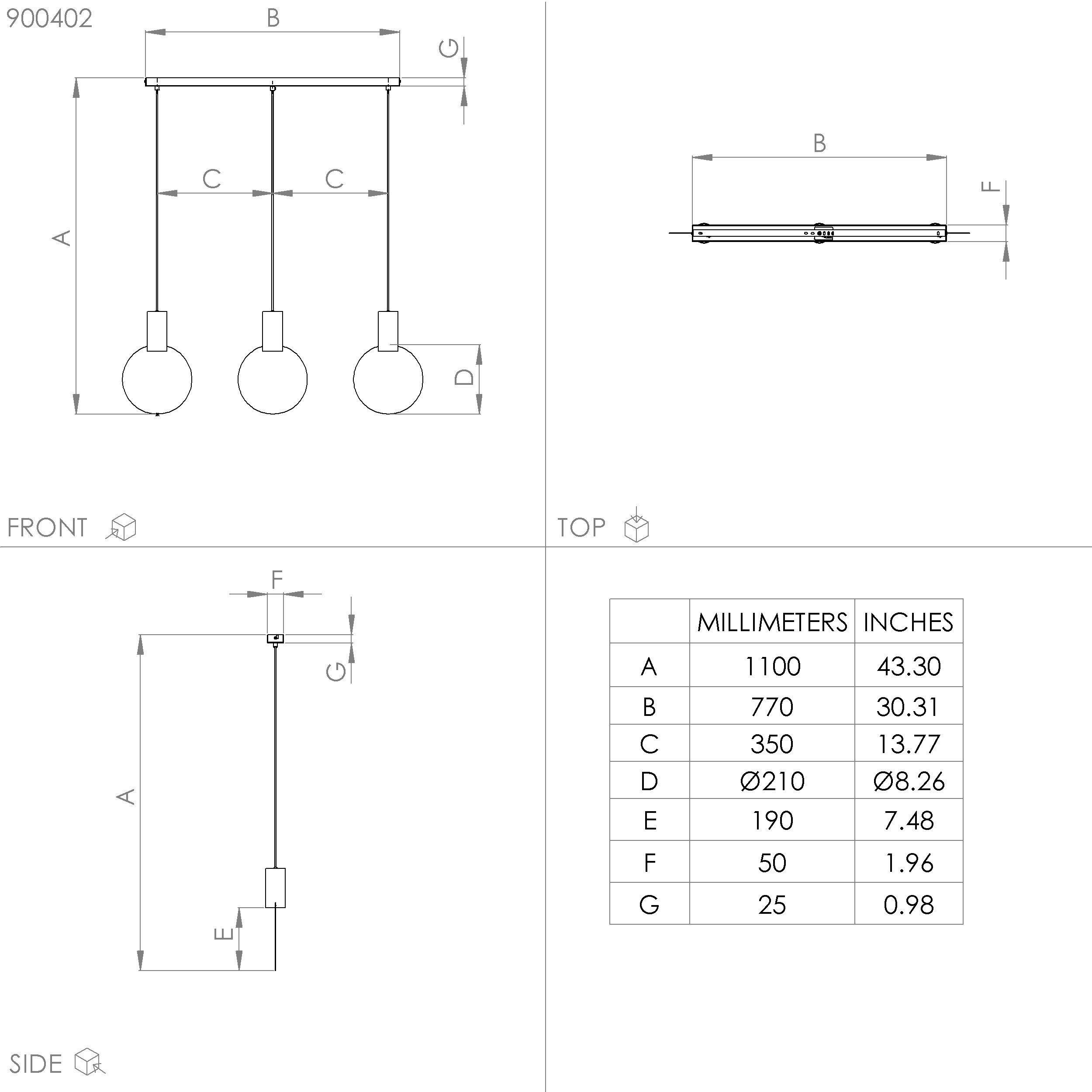 Suspension métal doré SARONA GU10 3X4,5W