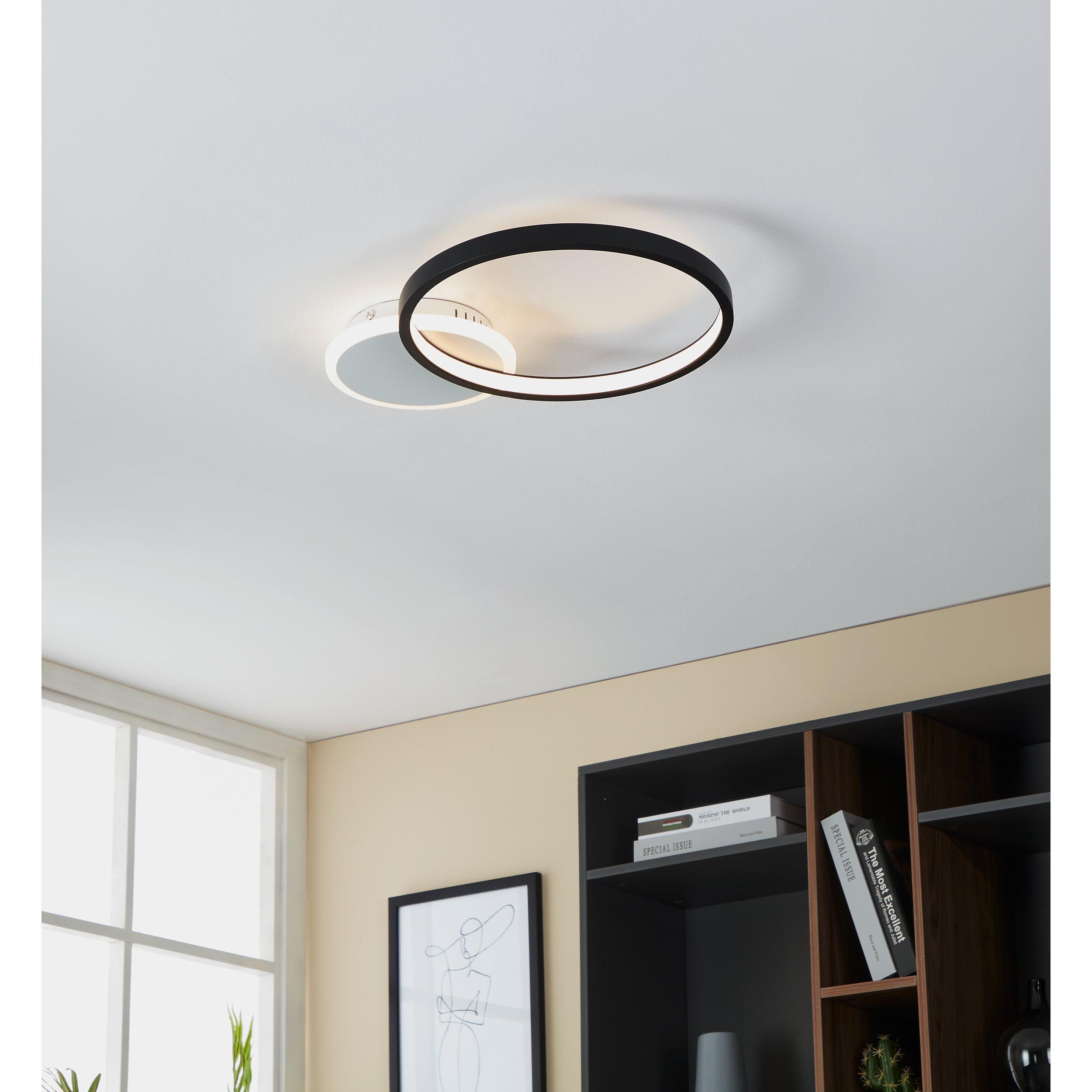Plafonnier LED dimmable GAFARES noir/blanc L40,5cm