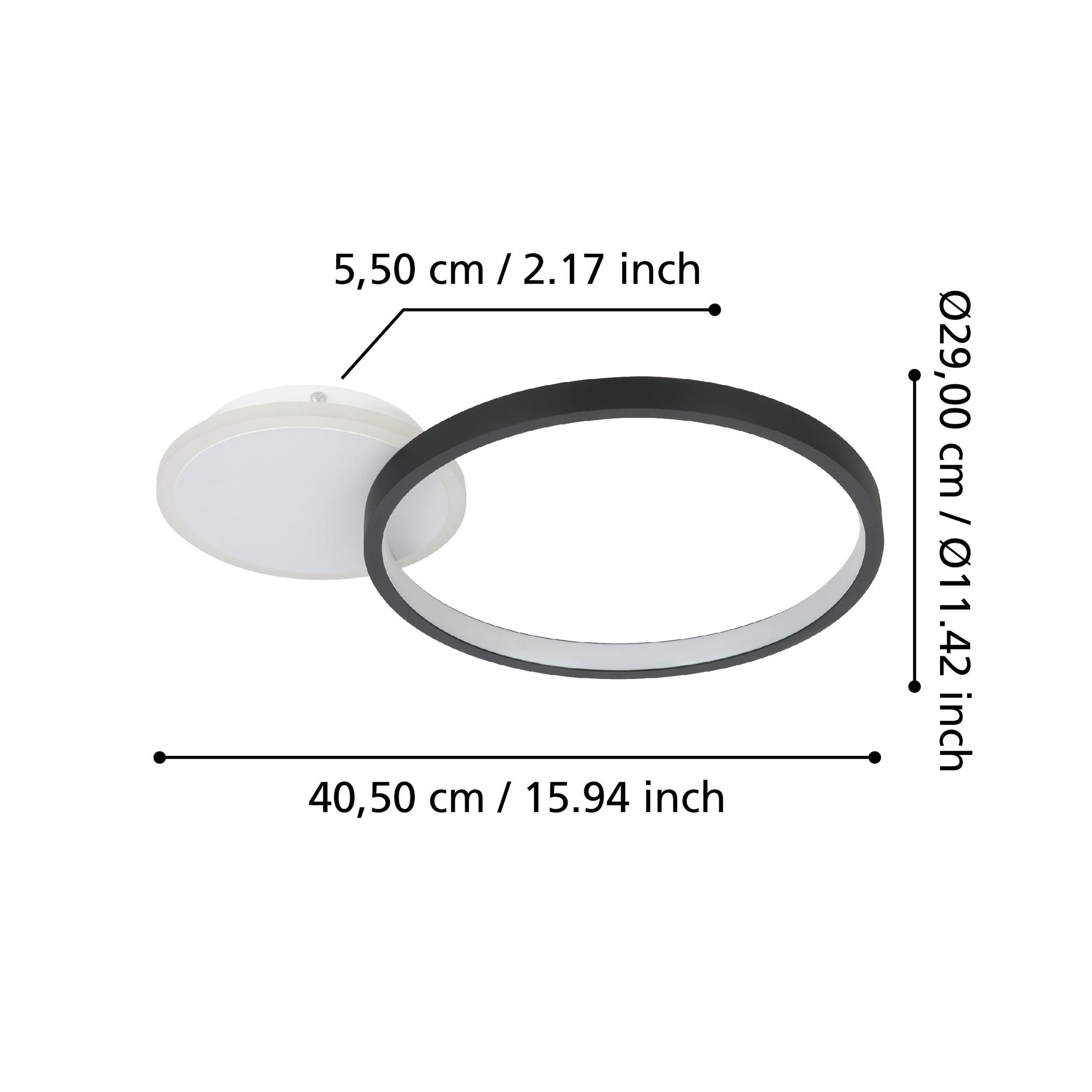 Plafonnier LED dimmable GAFARES noir/blanc L40,5cm