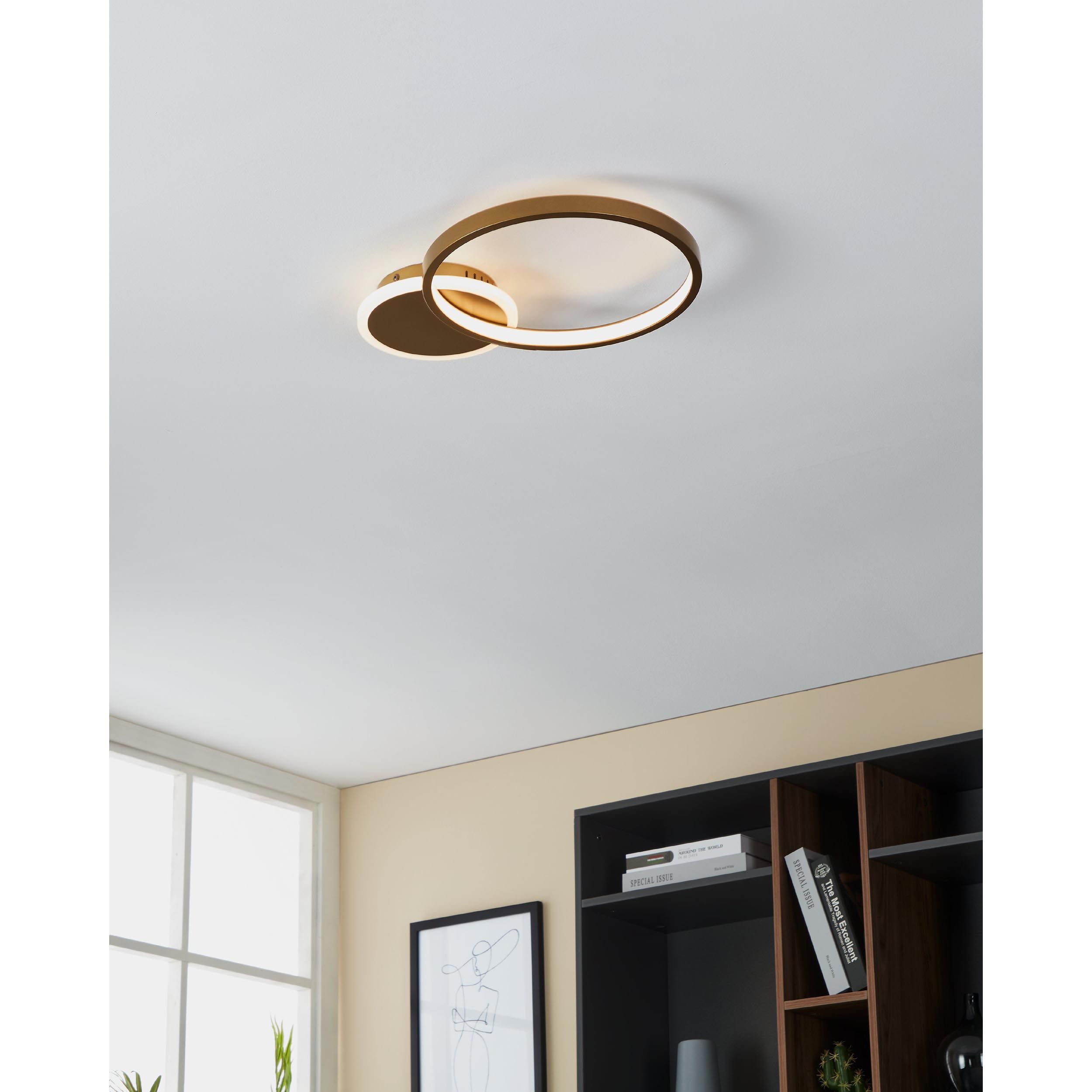 Plafonnier LED dimmable GAFARES doré/blanc L40,5cm