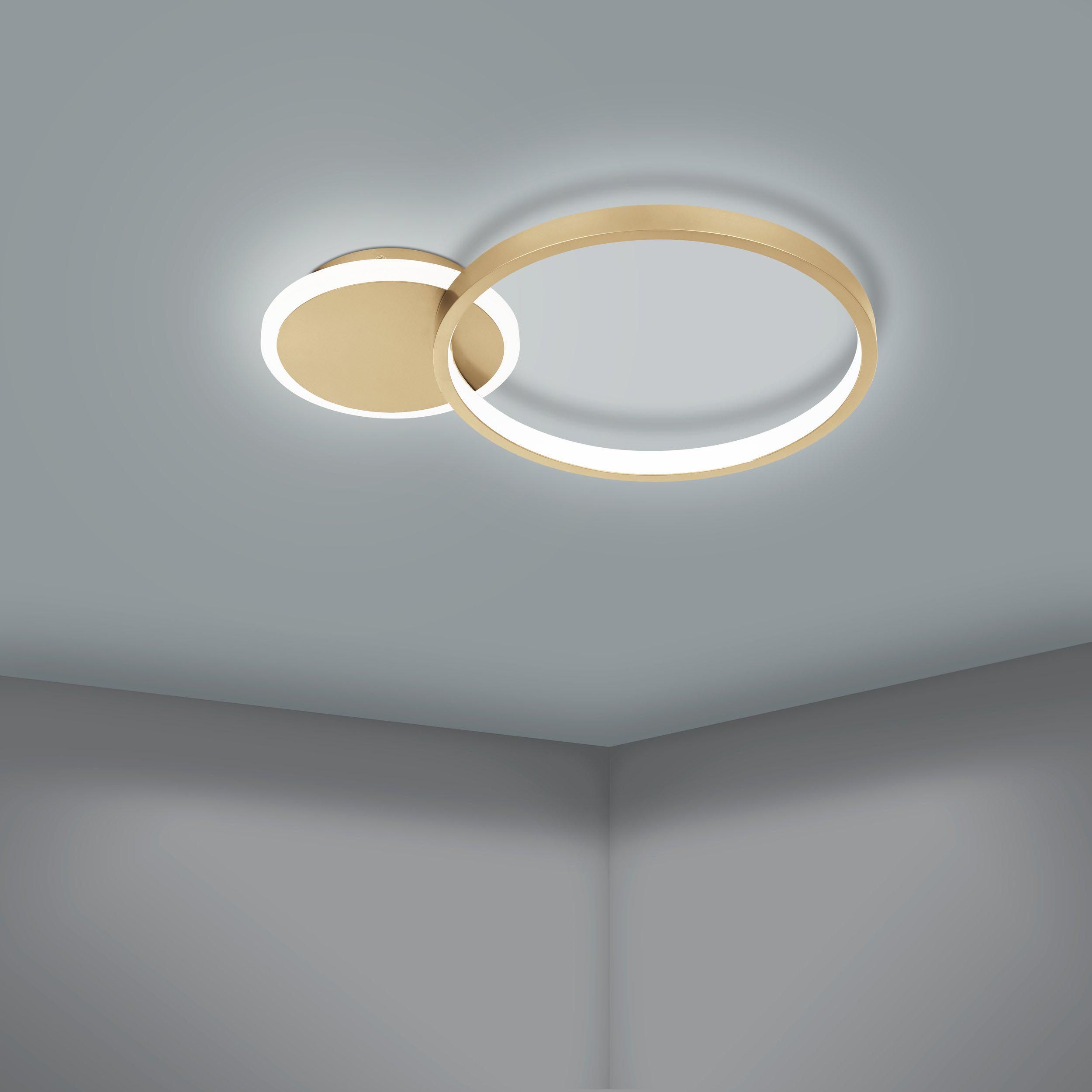 Plafonnier LED dimmable GAFARES doré/blanc L40,5cm