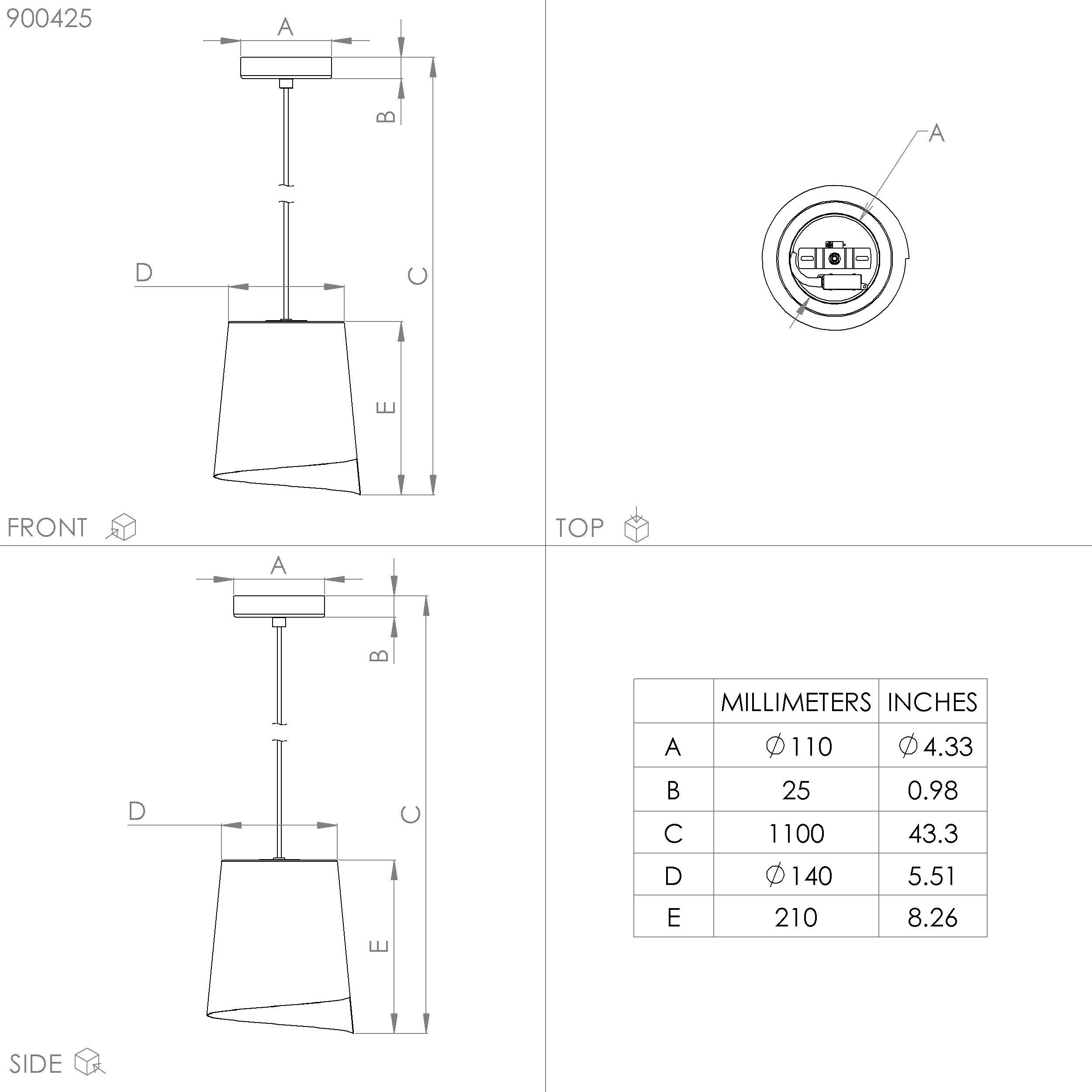 Suspension métal noir BOLIVIA E27 1X40W