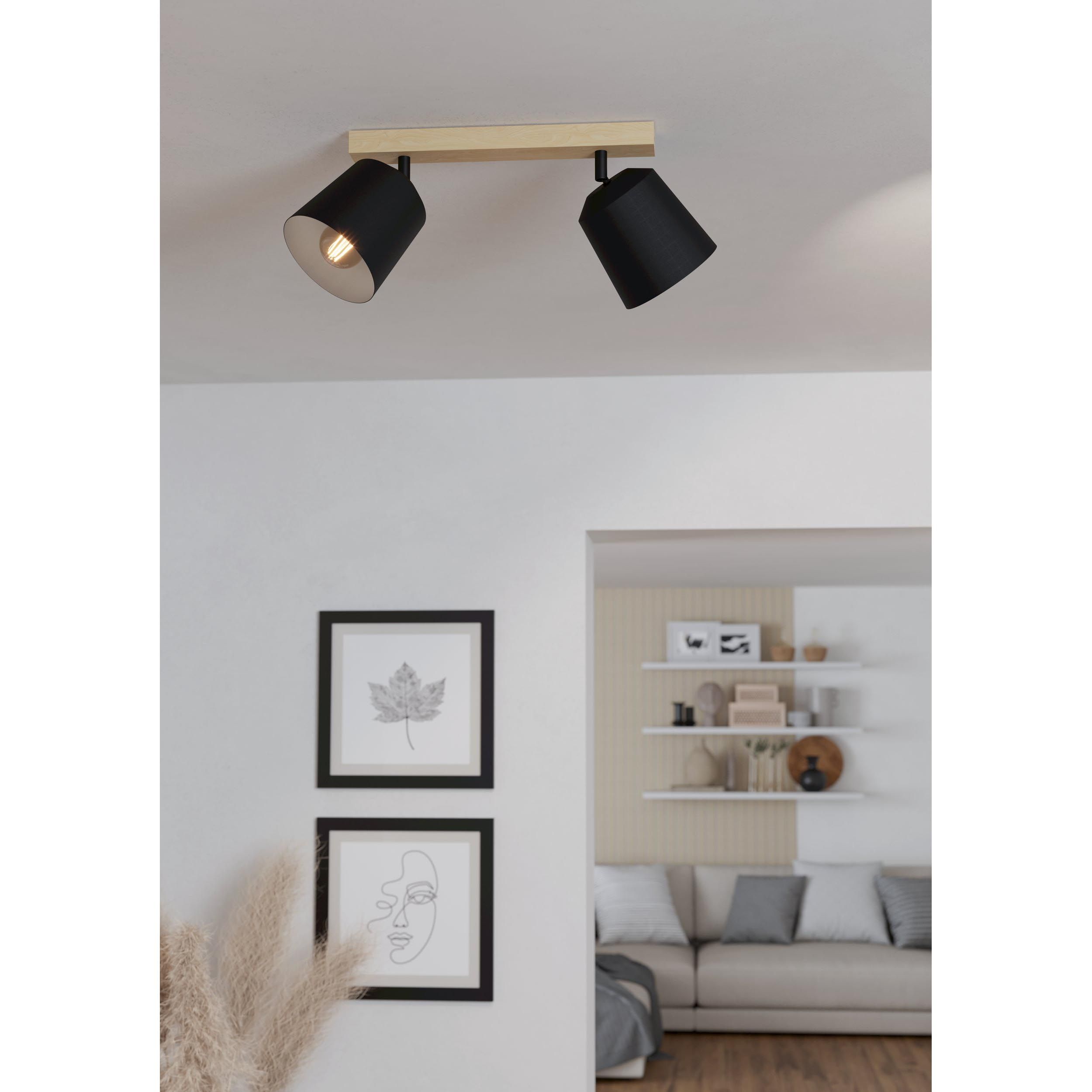 Spot de plafond réglette/plaf métal bois COTORRO E27 2X25W