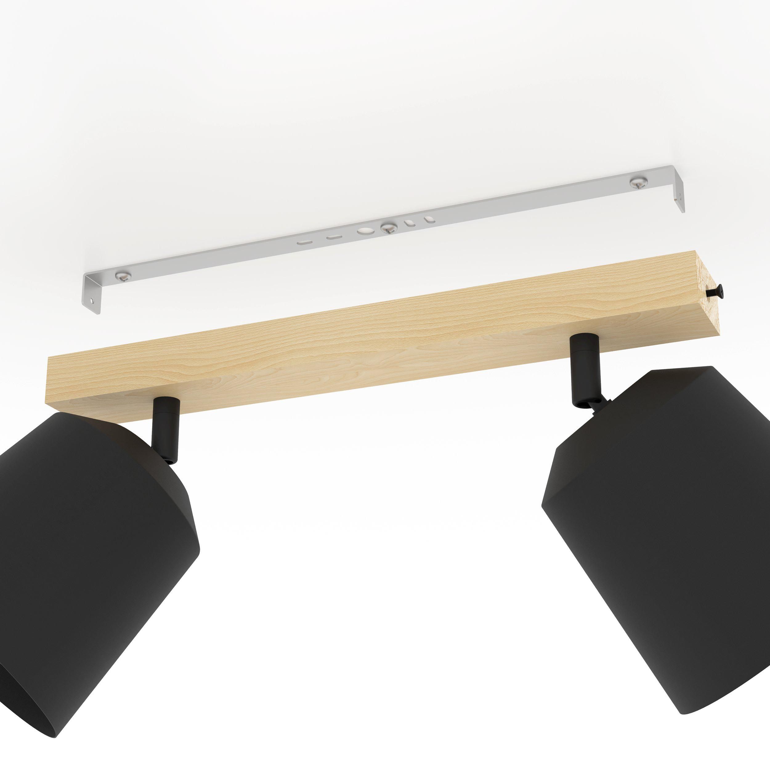 Spot de plafond réglette/plaf métal bois COTORRO E27 2X25W