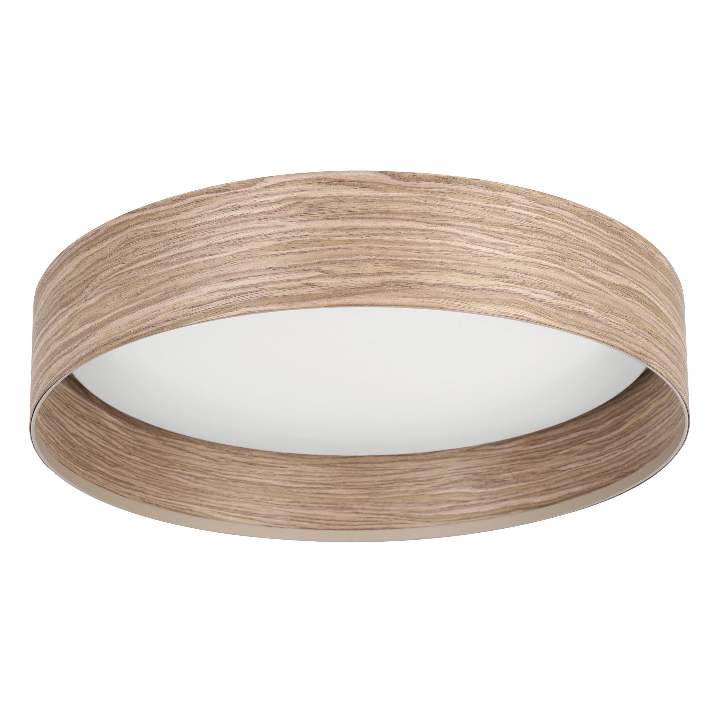 Plafonnier LED LUPPINERIA imitation chêne Ø38cm