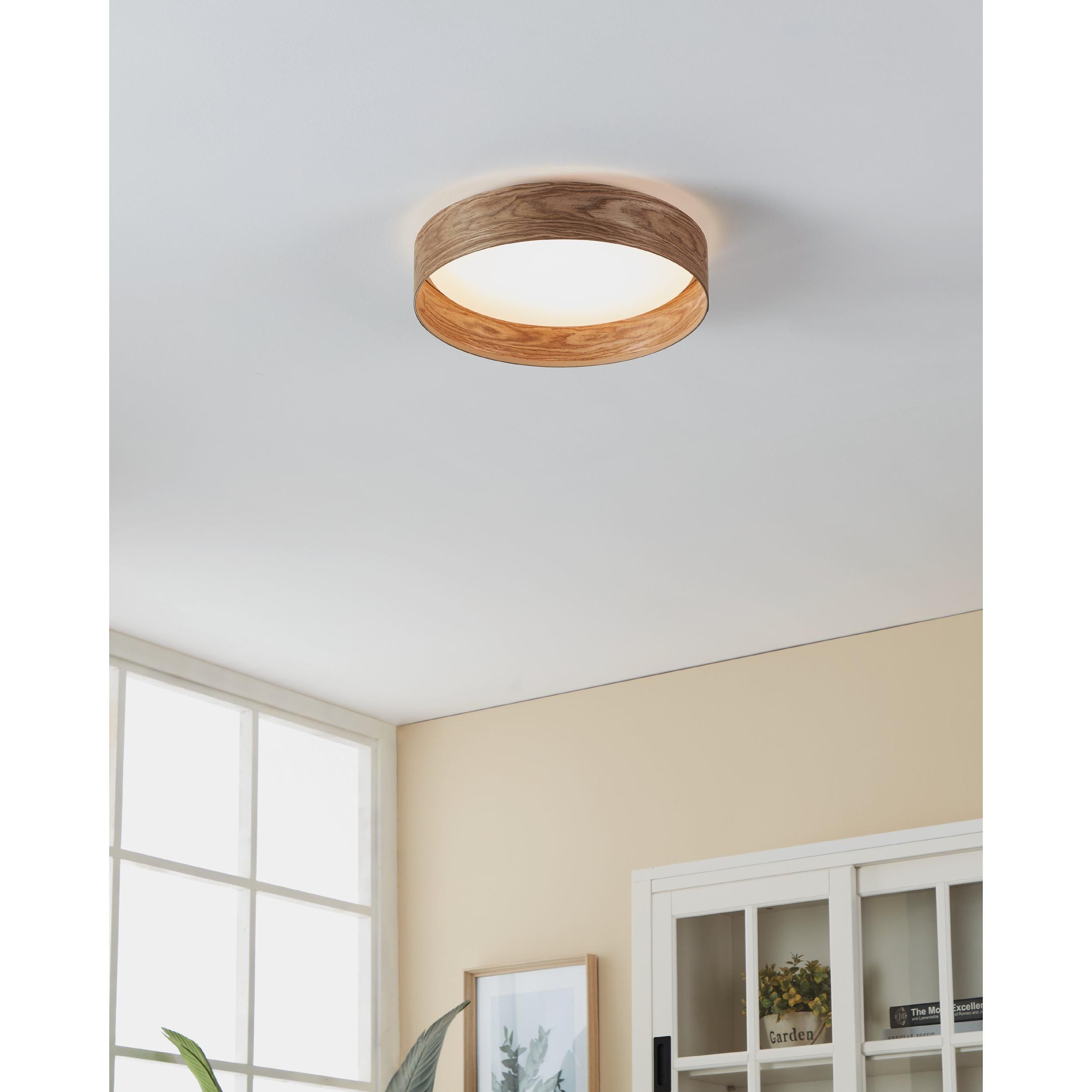 Plafonnier LED LUPPINERIA imitation chêne Ø38cm
