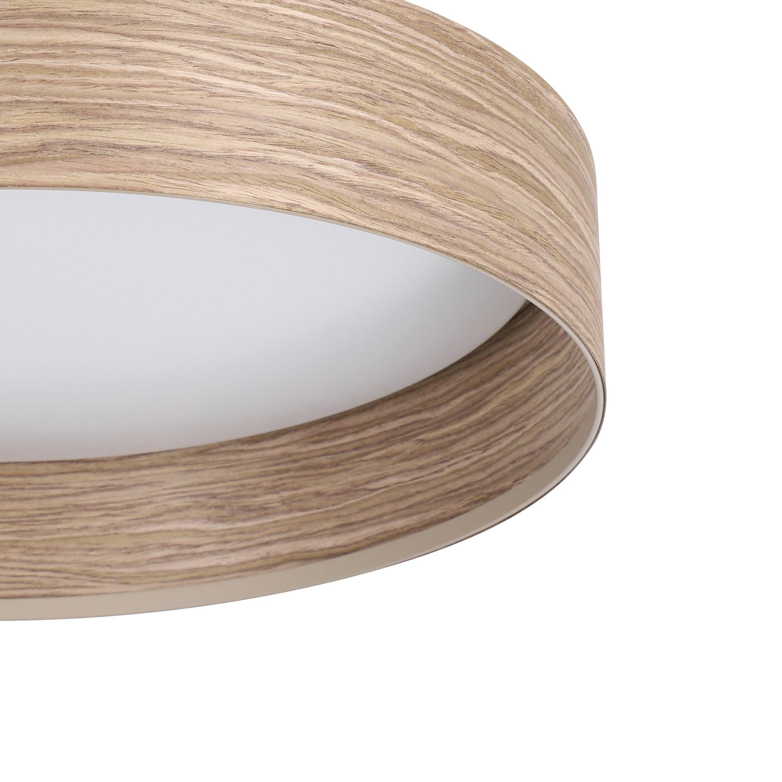 Plafonnier LED LUPPINERIA imitation chêne Ø38cm